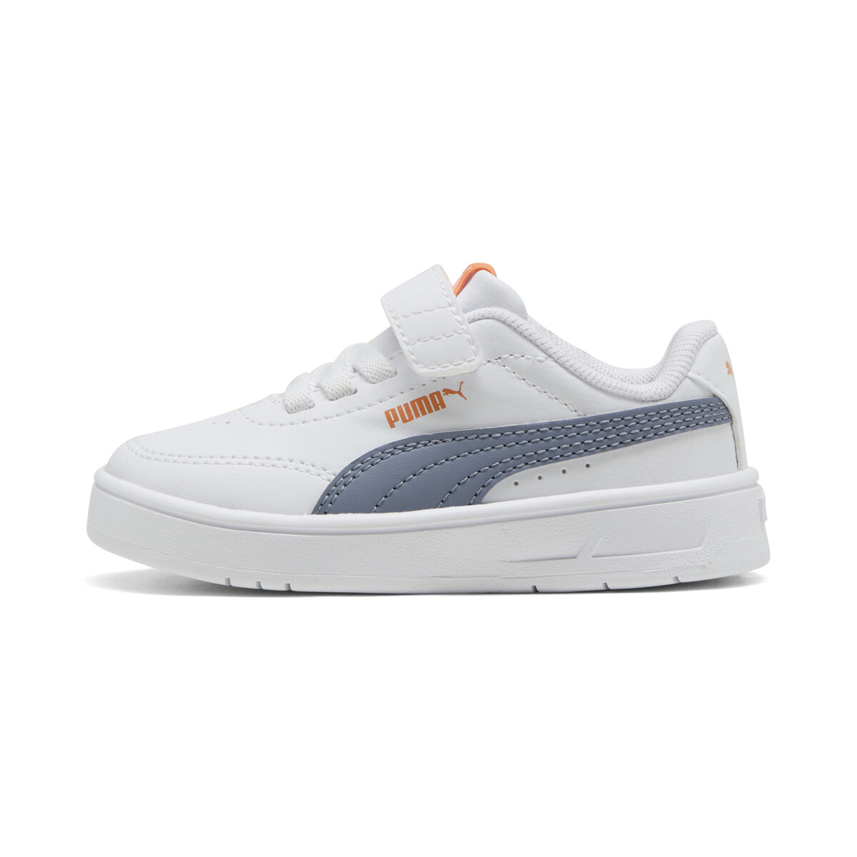 Court Classic Clean Sneakers Toddlers in White/Gray Sky Melon Glow by PUMA, UK 8