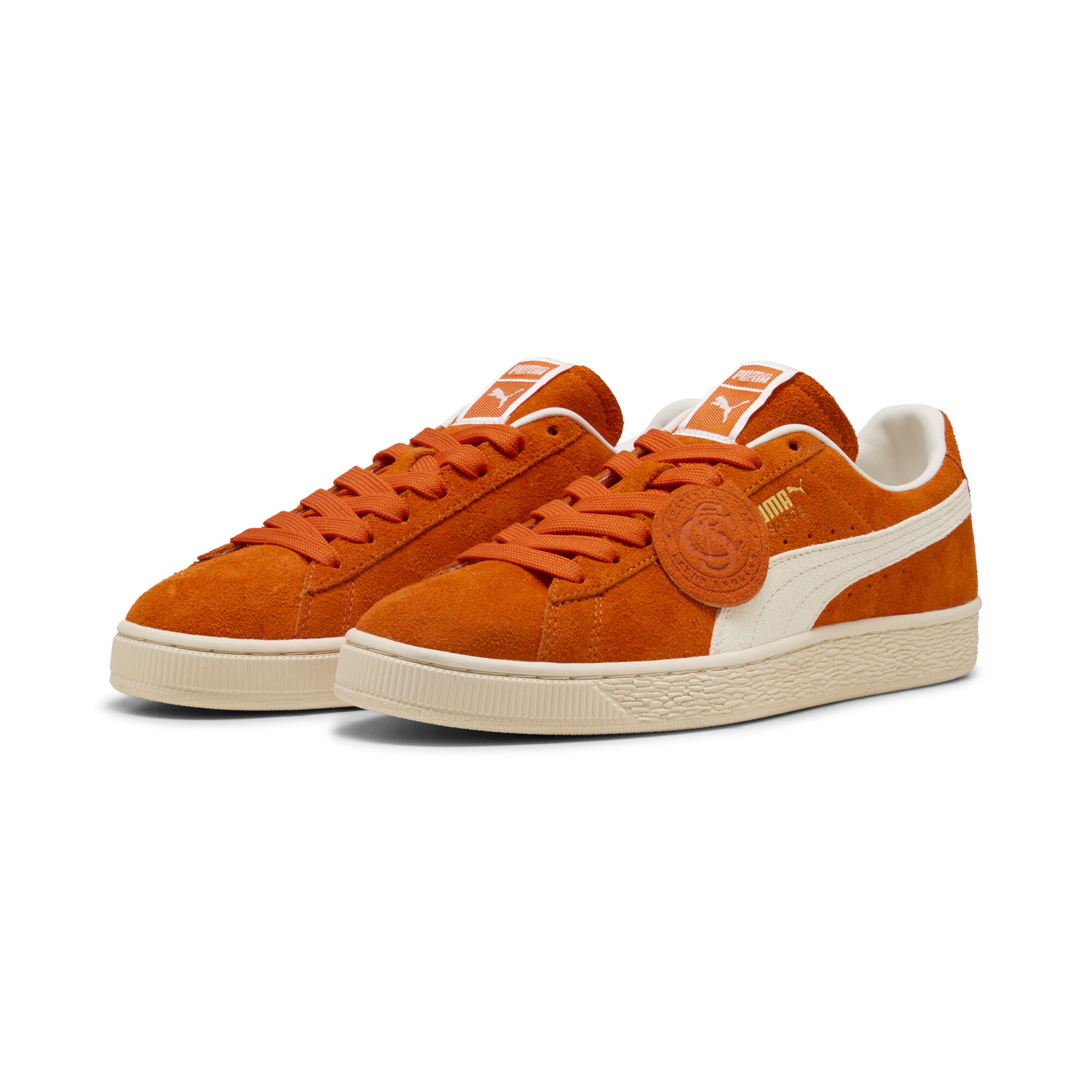 PUMA Suede Charles F. Stead IV uniseks sneakers, Wit/Oranje, Maat 42,5 thumbnail 6