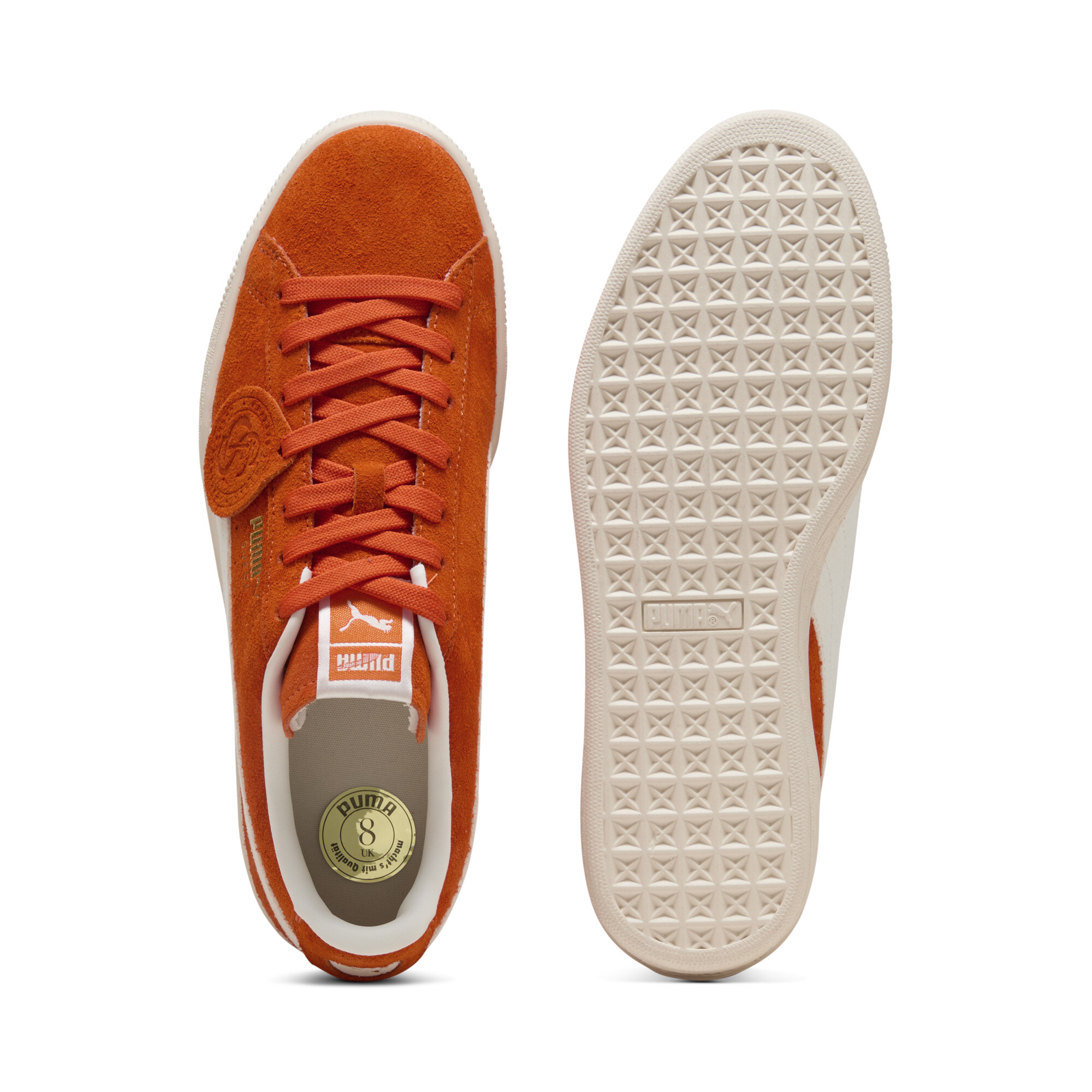 PUMA Suede Charles F. Stead IV uniseks sneakers, Wit/Oranje, Maat 42,5 thumbnail 4