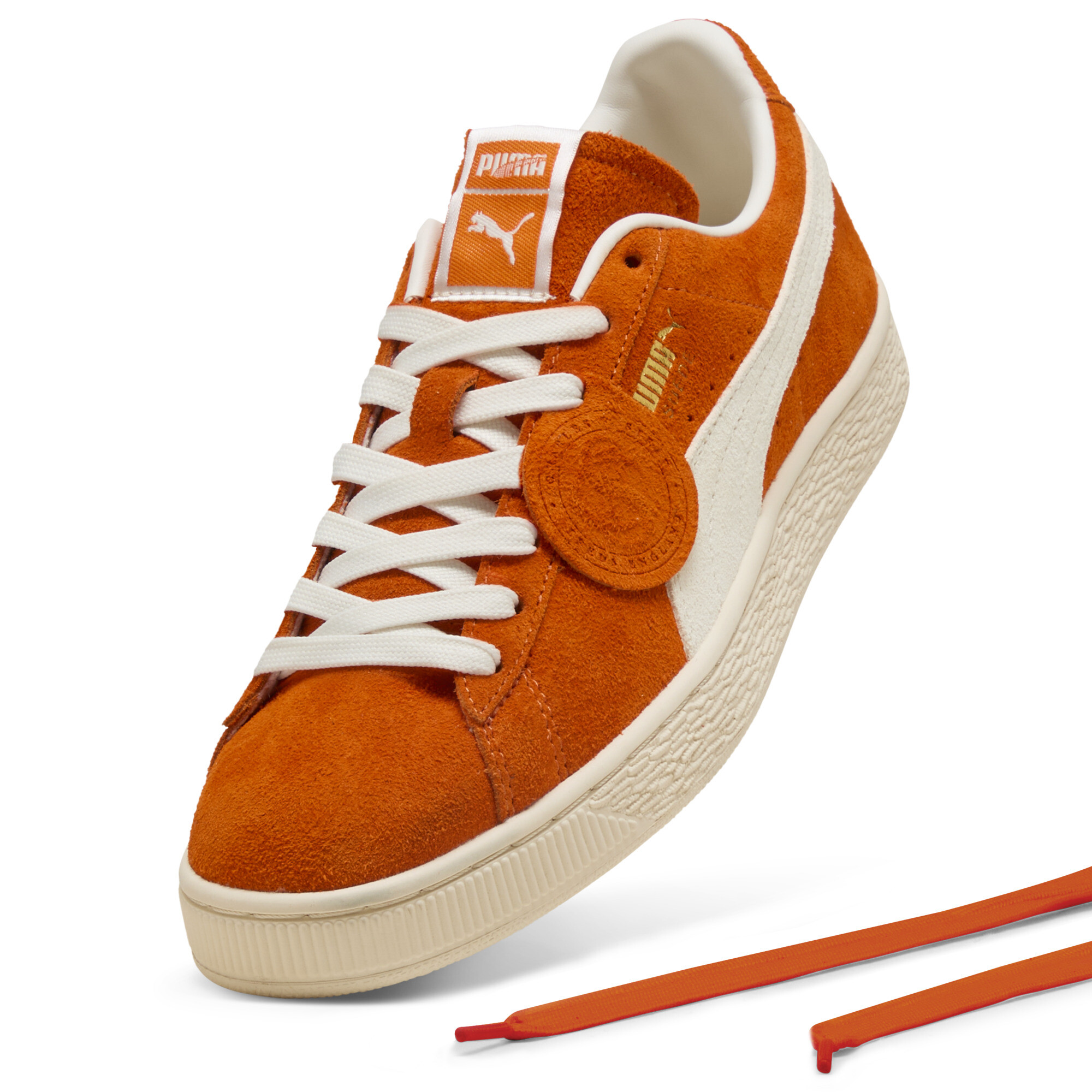 PUMA Suede Charles F. Stead IV uniseks sneakers, Wit/Oranje, Maat 42,5 thumbnail 2