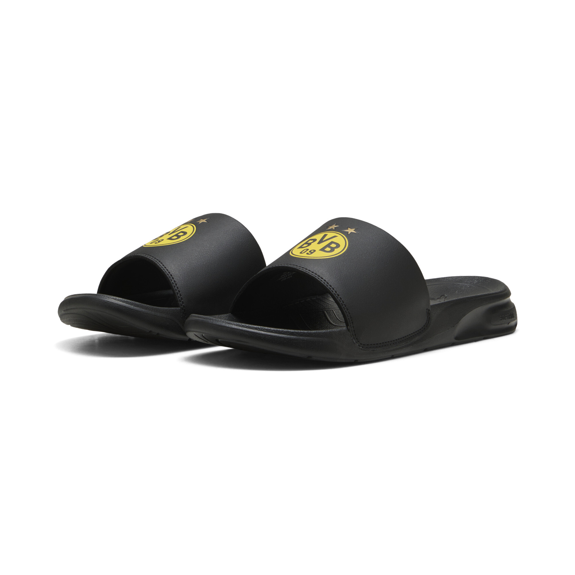 PUMA Softride Teamcat BVB badslippers uniseks, Zwart/Geel/Goud, Maat 38 thumbnail 6
