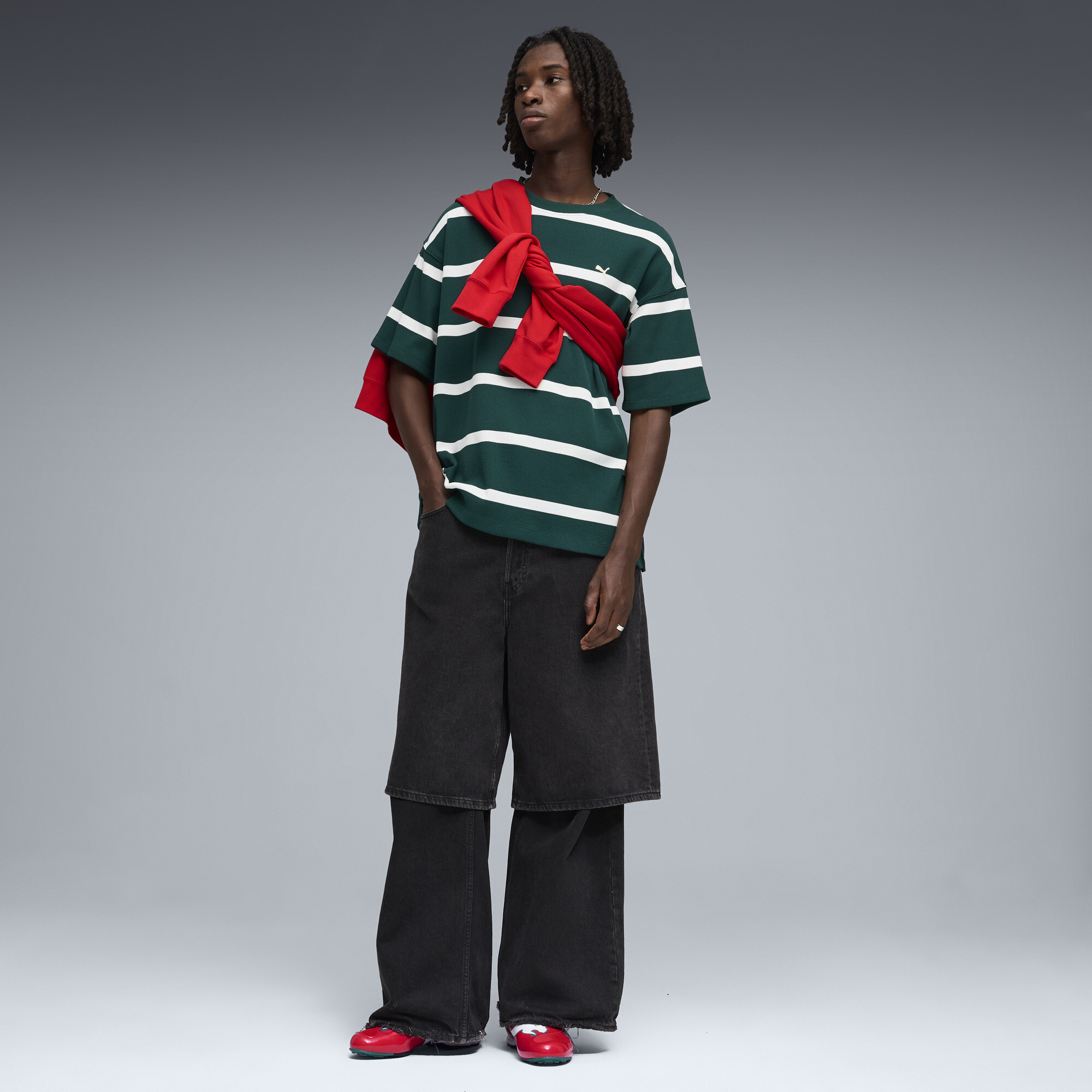 PUMA V-S1 TotalEnergies CAF Africa Cup of Nations sneakers Uniseks, Groen/Rood, Maat 40,5 thumbnail 7