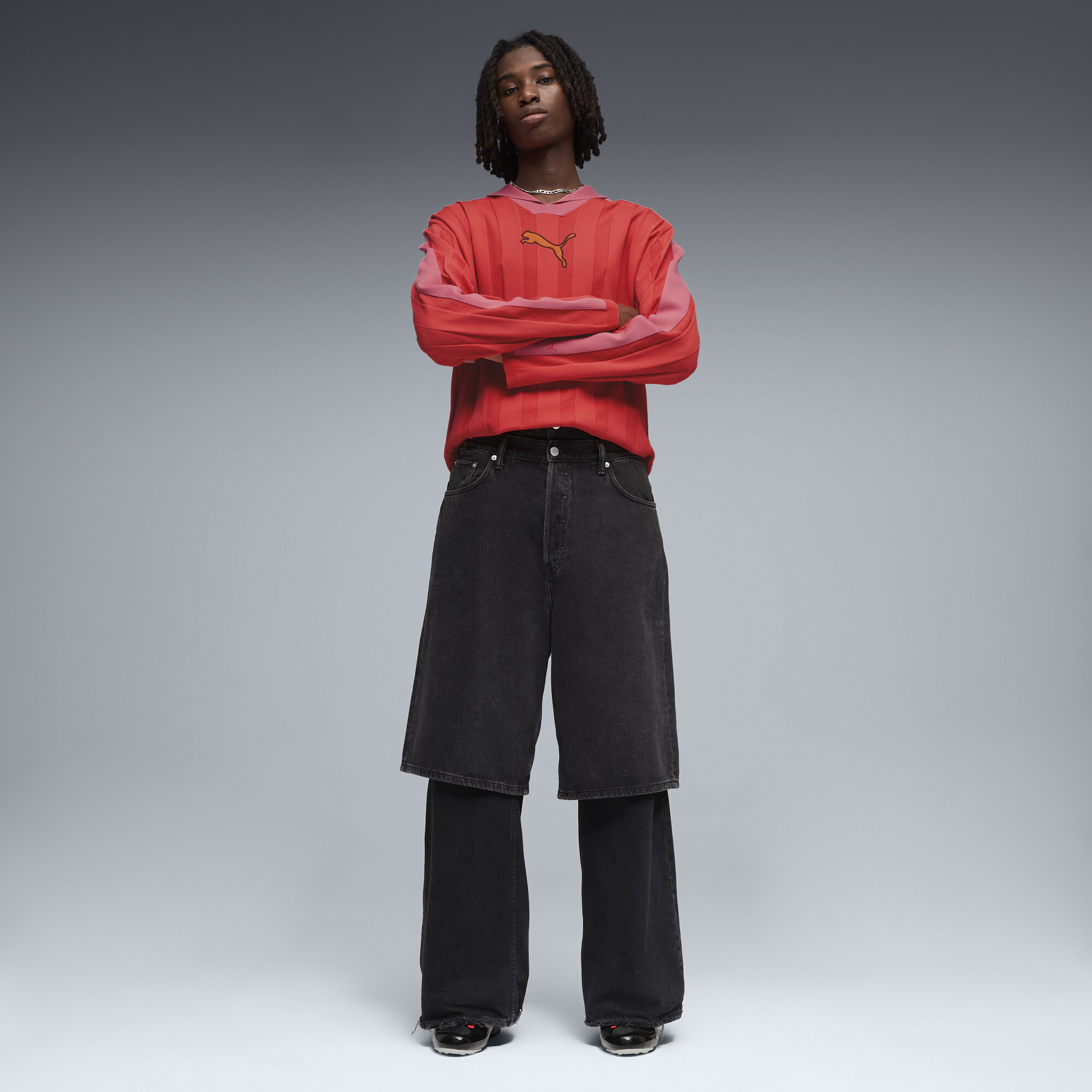 PUMA V-S1 TotalEnergies CAF Africa Cup of Nations sneakers Uniseks, Zwart/Rood, Maat 37 thumbnail 7