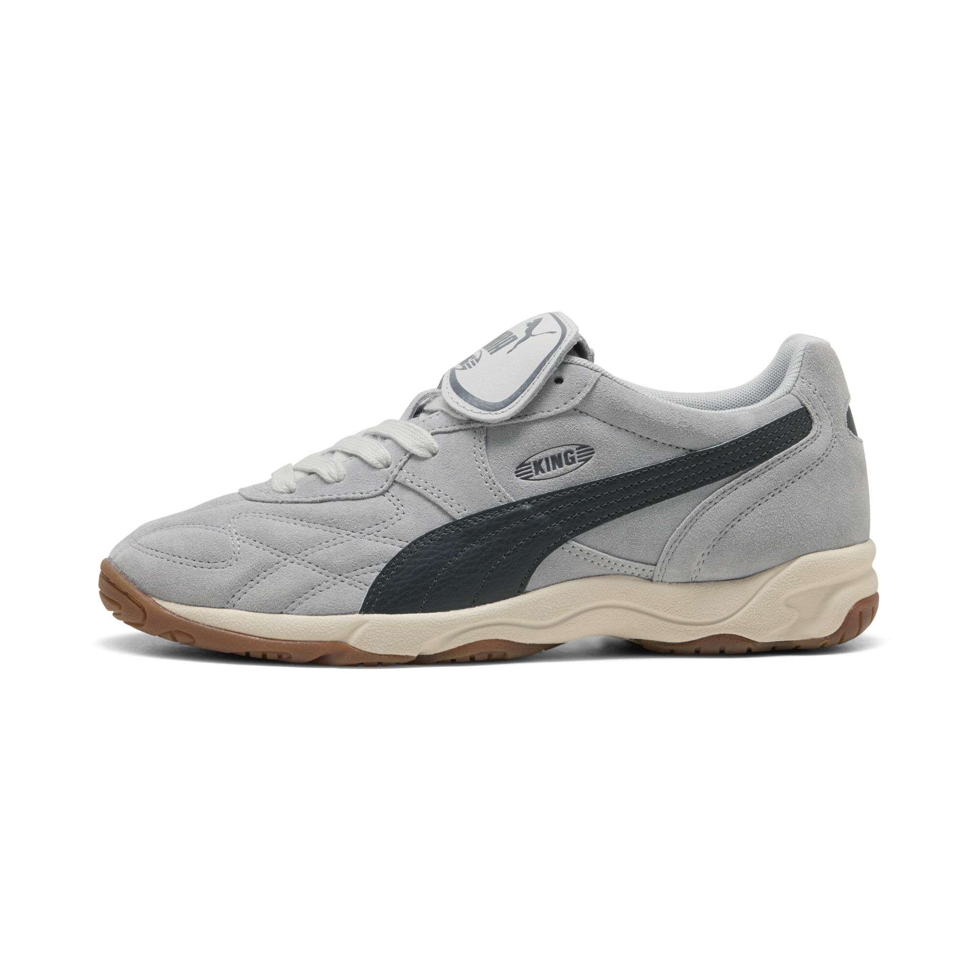 PUMA King Indoor Suede Sneakers Unisex in Grey Echo/Alpine Snow - 404280_01