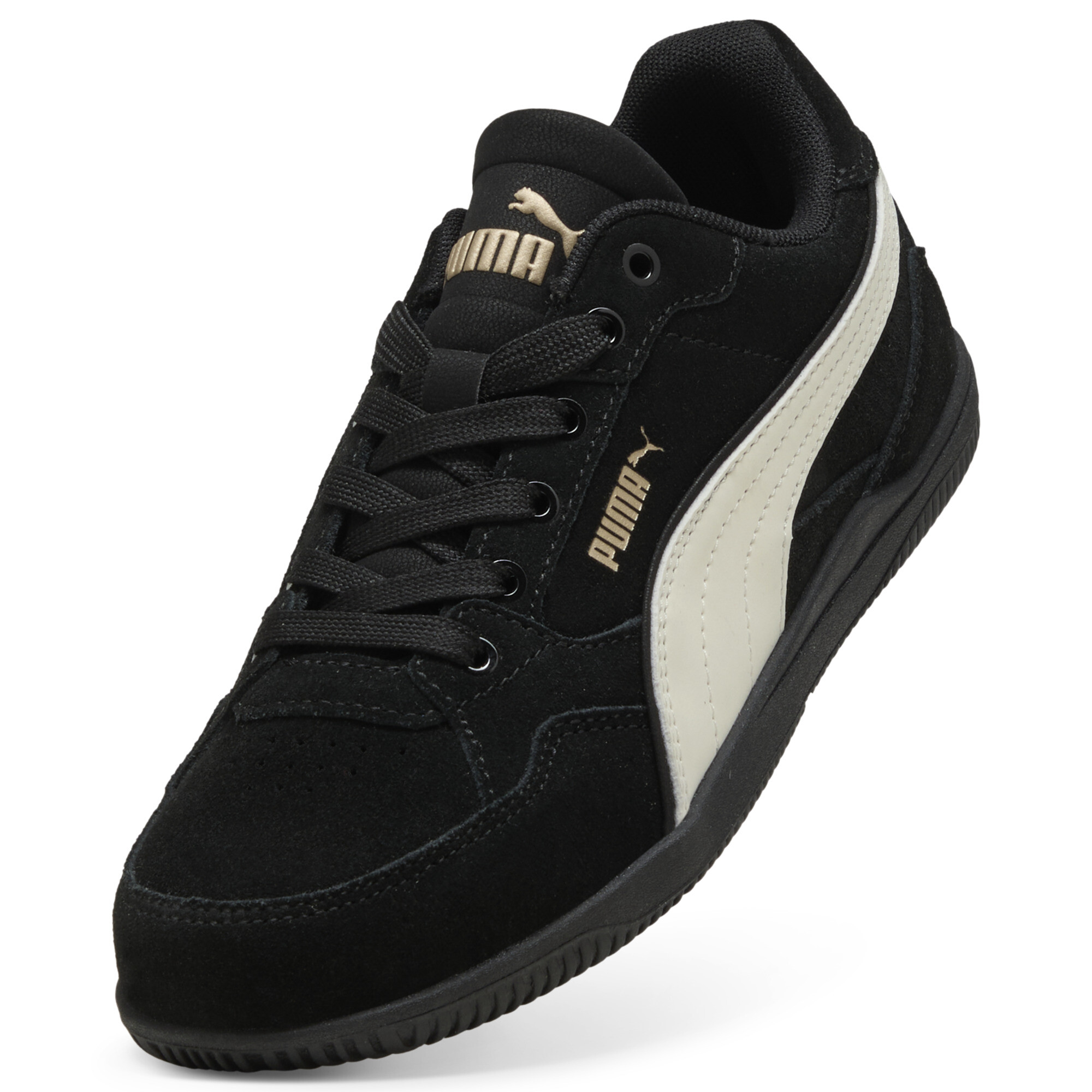 PUMA K-Moda sneakers voor Dames, Zwart/Wit/Goud, Maat 40,5 thumbnail 2