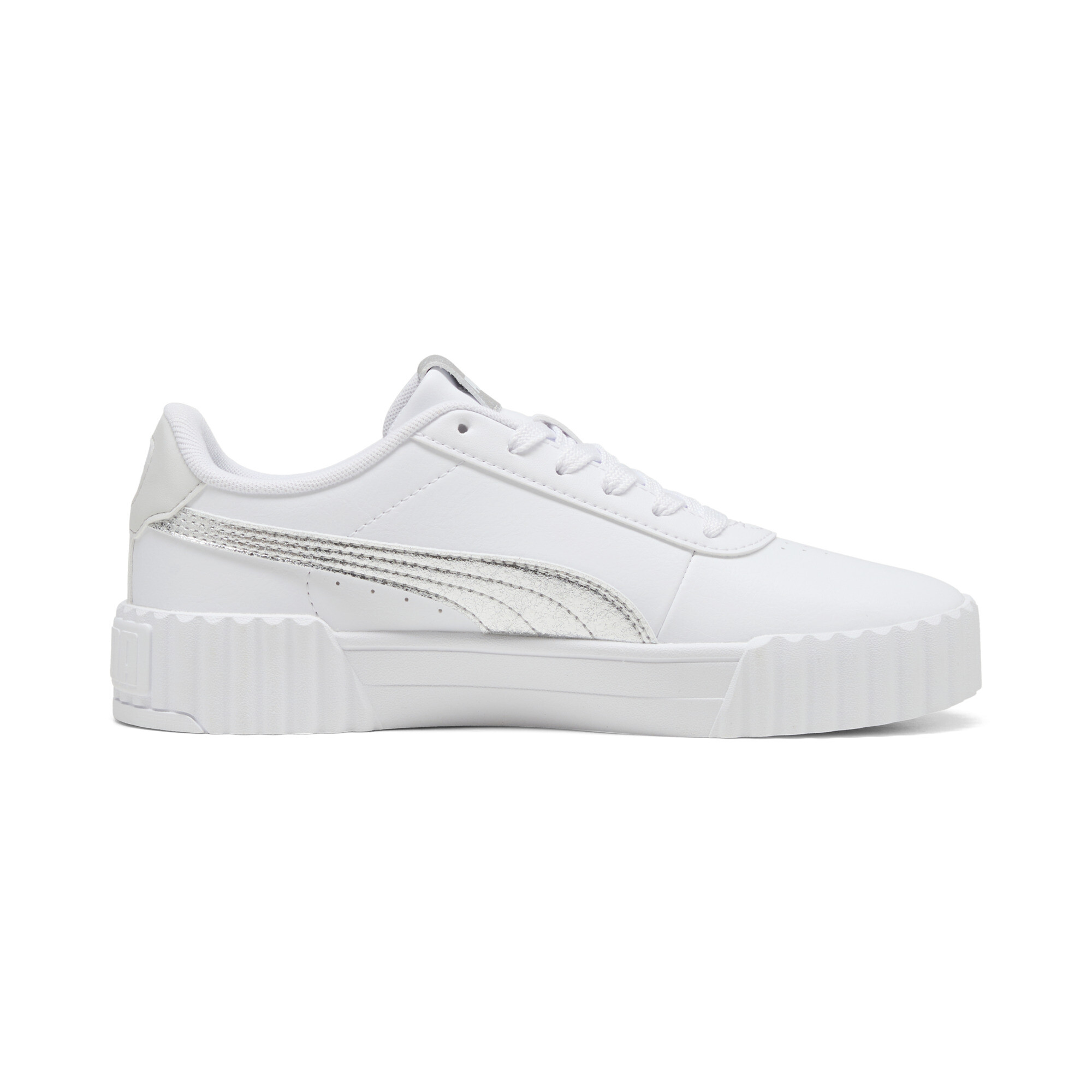 PUMA Carina 3.0 Metallic Whisper sneakers voor Dames, Wit/Zilver, Maat 36 thumbnail 3