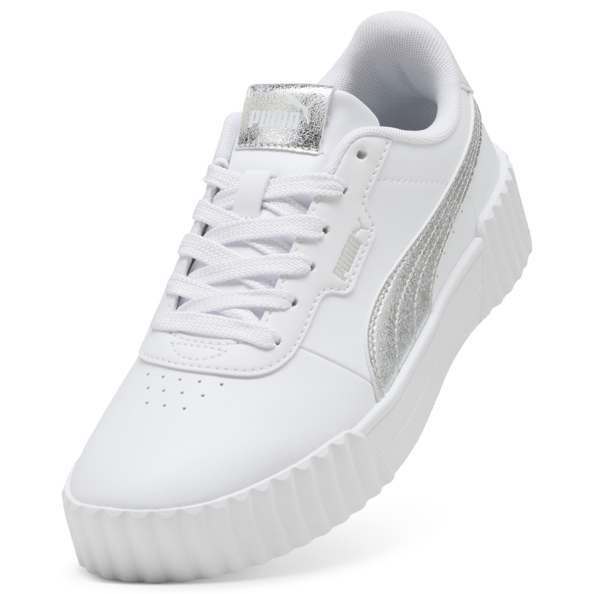 PUMA Carina 3.0 Metallic Whisper sneakers voor Dames, Wit/Zilver, Maat 36 thumbnail 2