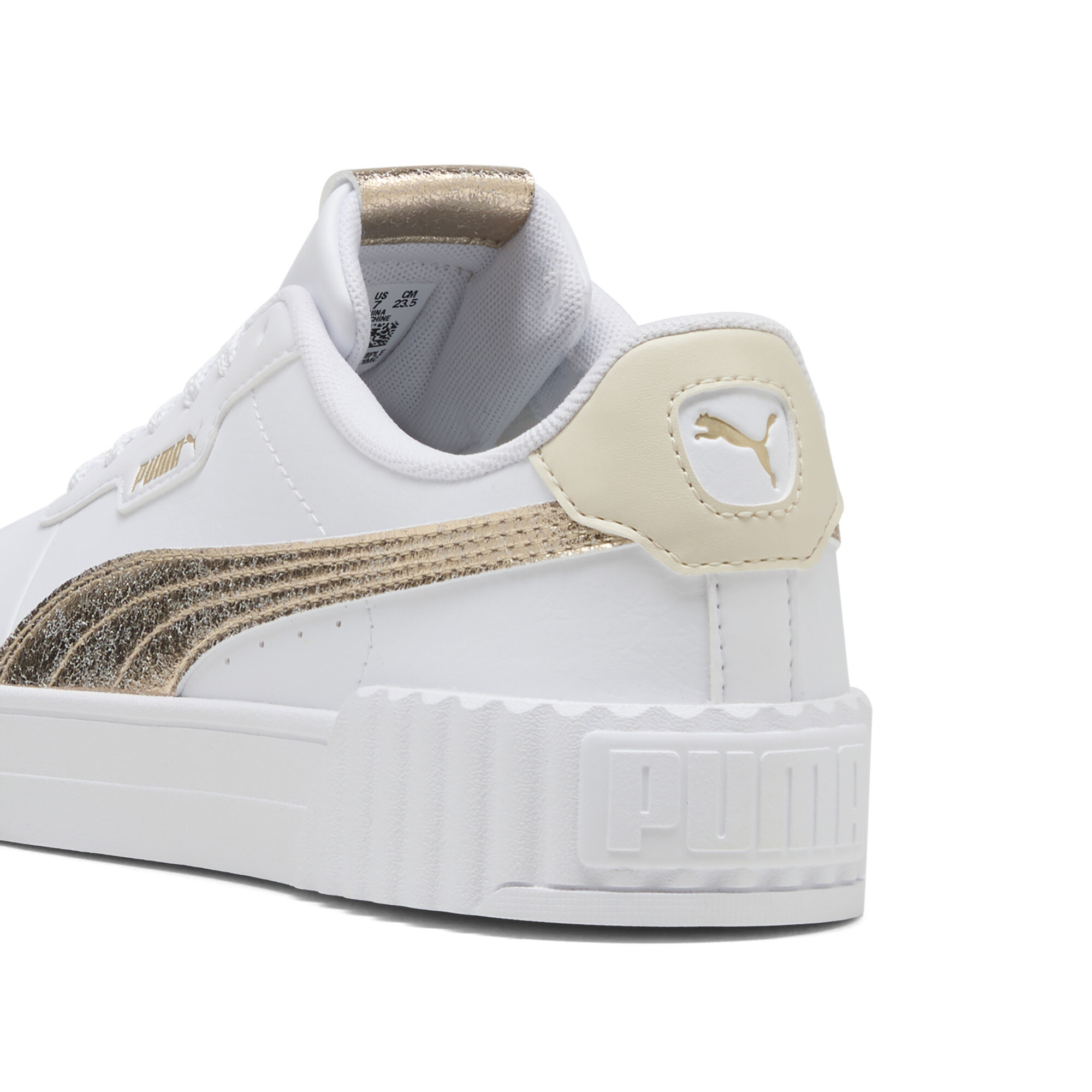 PUMA Carina 3.0 Metallic Whisper sneakers voor Dames, Wit/Goud, Maat 38 thumbnail 5