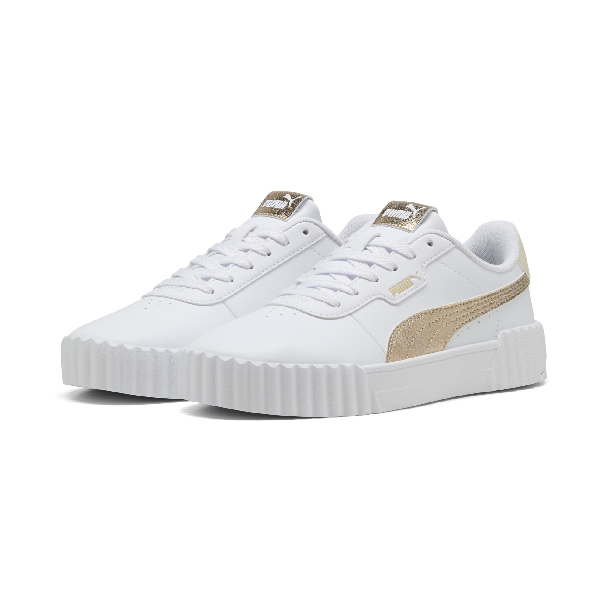 PUMA Carina 3.0 Metallic Whisper sneakers voor Dames, Wit/Goud, Maat 38 thumbnail 6