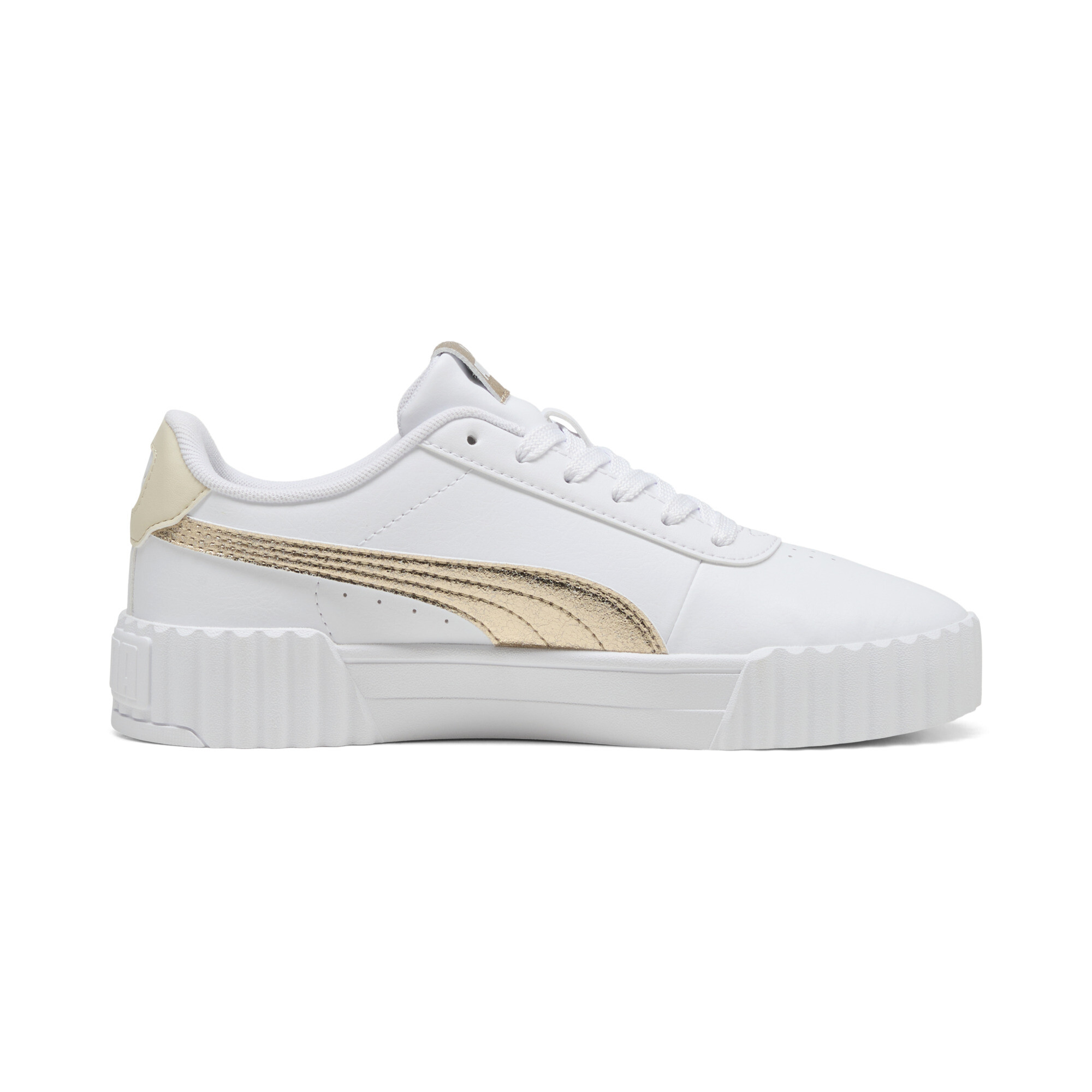 PUMA Carina 3.0 Metallic Whisper sneakers voor Dames, Wit/Goud, Maat 38 thumbnail 3