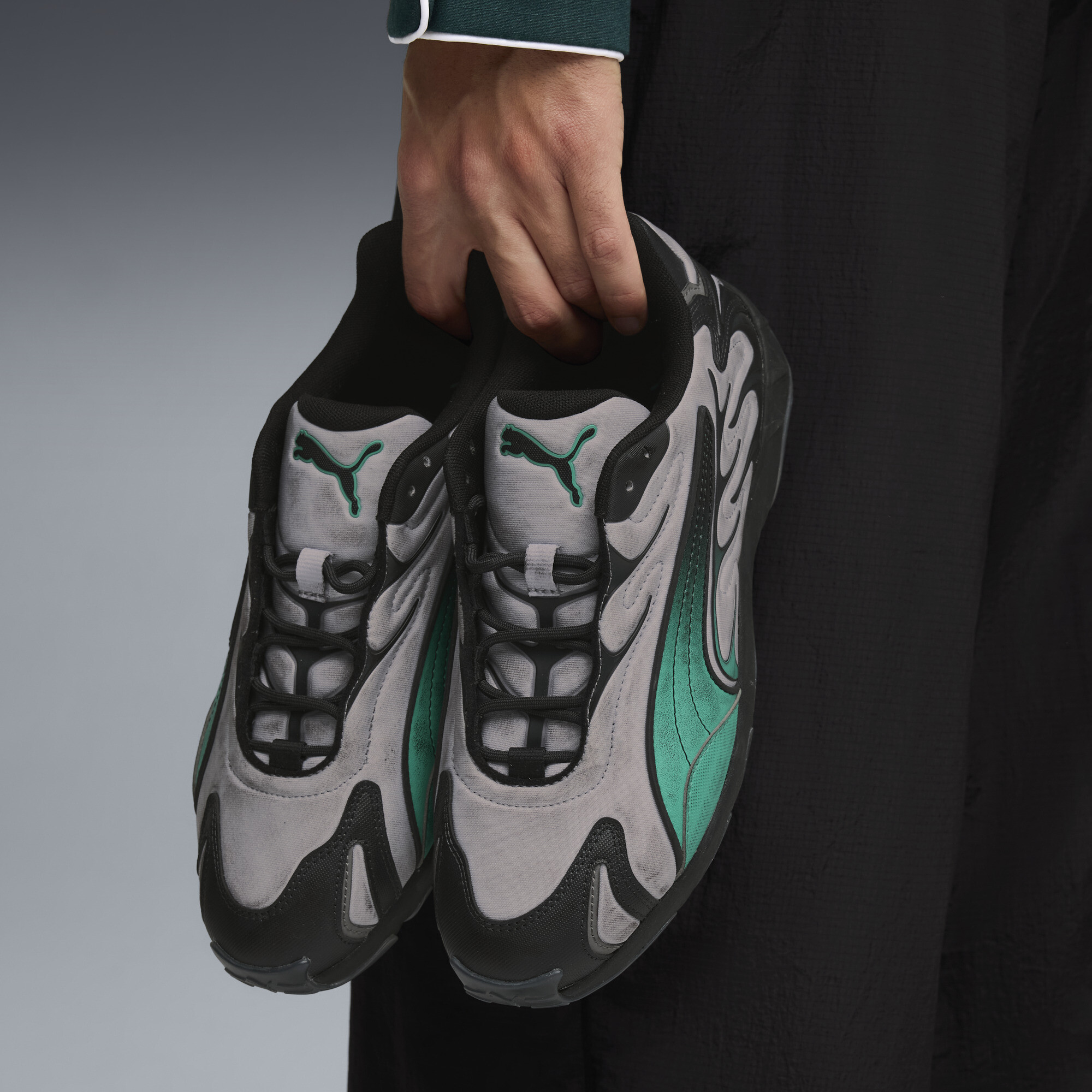 PUMA Inhale Distressed uniseks sneakers, Groen/Zilver, Maat 37,5 thumbnail 8