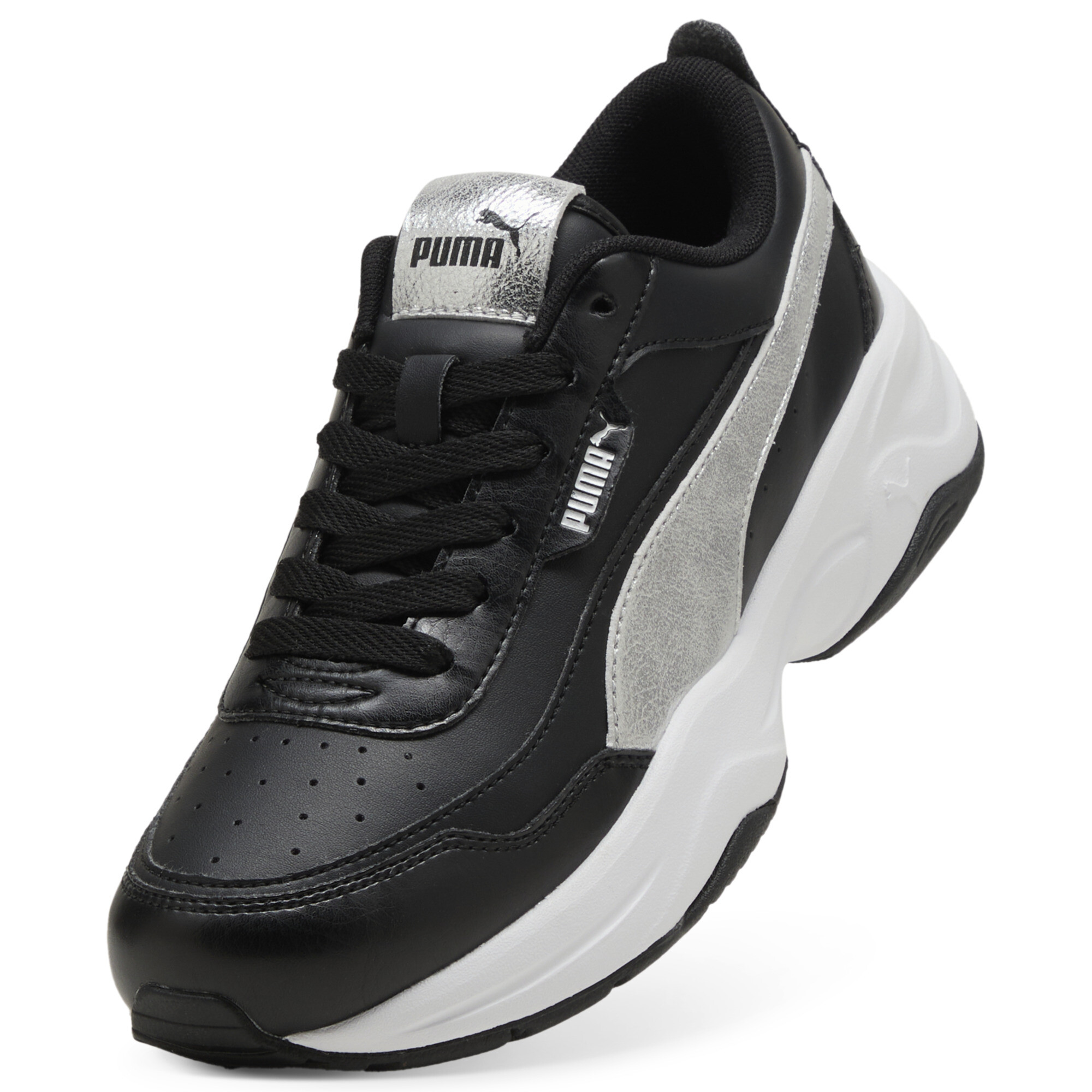 PUMA Cilia Mode Metallic Whisper sneakers voor Dames, Zwart/Wit/Zilver, Maat 42,5 thumbnail 2