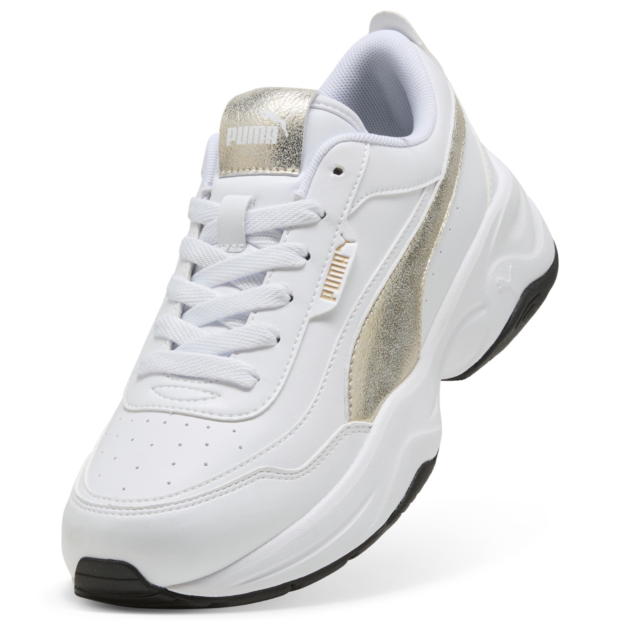 PUMA Cilia Mode Metallic Whisper sneakers voor Dames, Zwart/Wit/Goud, Maat 35,5 thumbnail 2