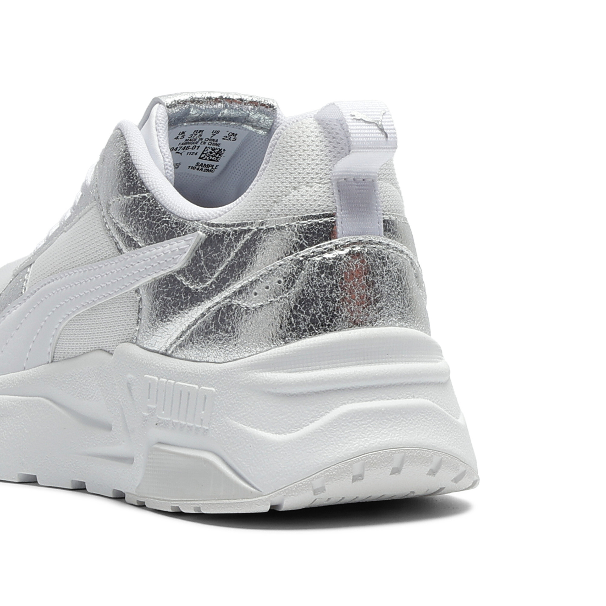 PUMA Trinity 2 Metallic Whisper sneakers voor Dames, Grijs/Wit/Zilver, Maat 39 thumbnail 5