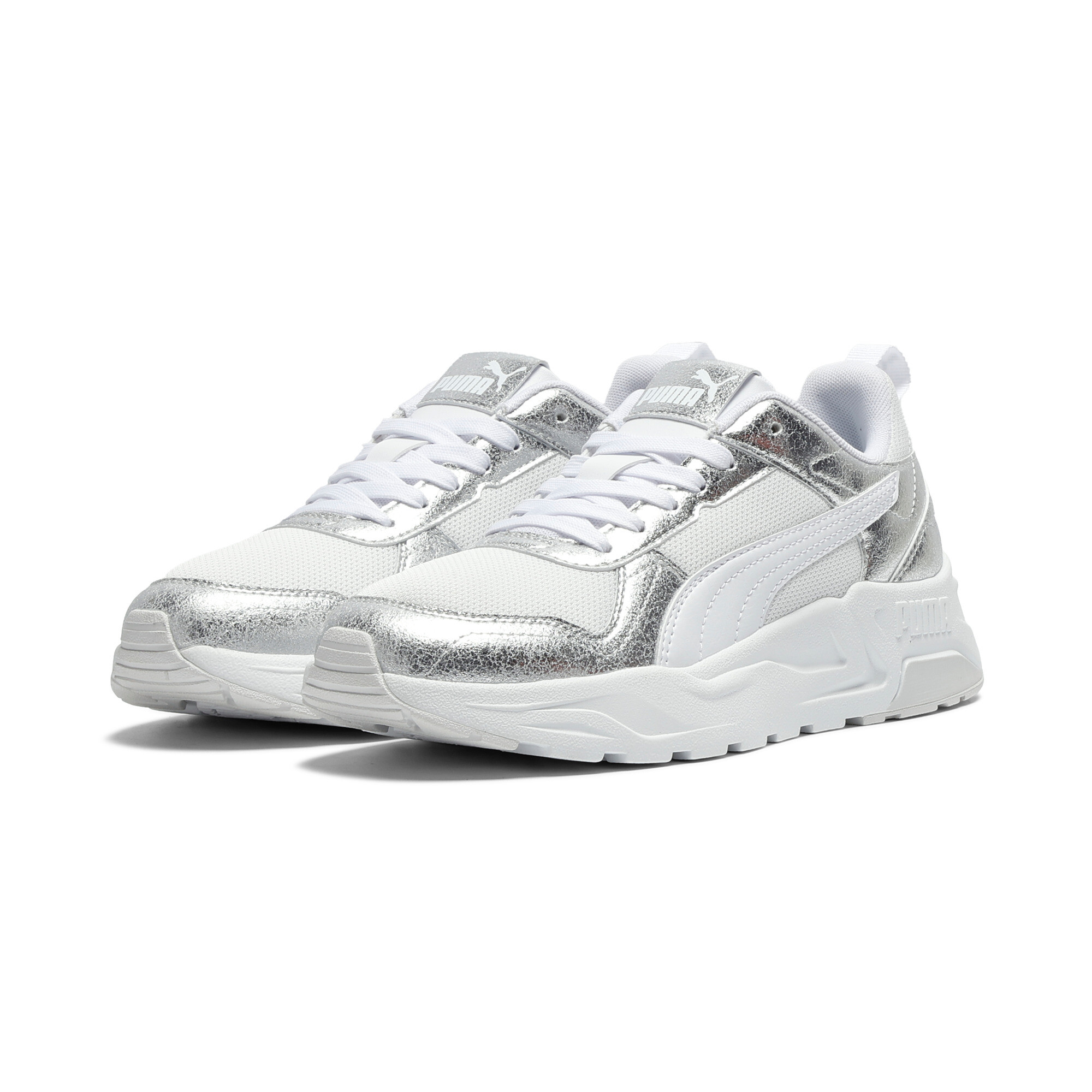 PUMA Trinity 2 Metallic Whisper sneakers voor Dames, Grijs/Wit/Zilver, Maat 39 thumbnail 6