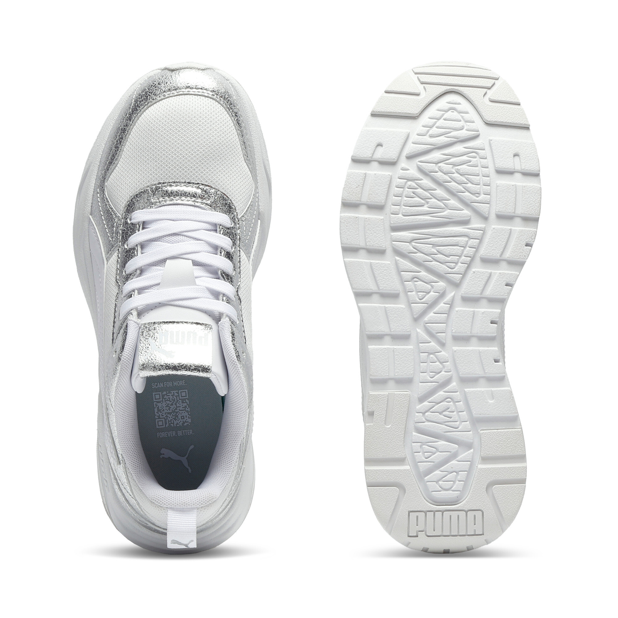 PUMA Trinity 2 Metallic Whisper sneakers voor Dames, Grijs/Wit/Zilver, Maat 39 thumbnail 4