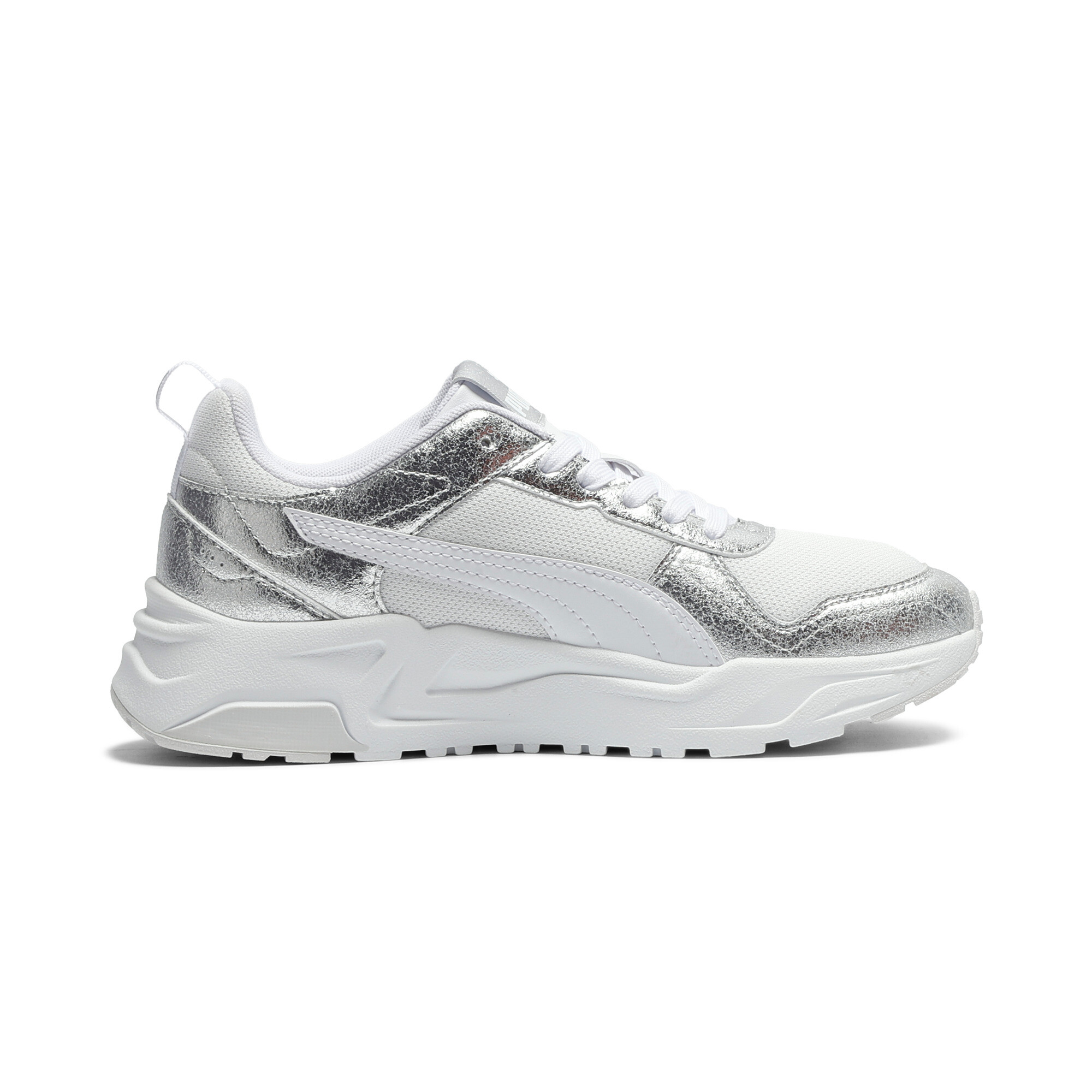 PUMA Trinity 2 Metallic Whisper sneakers voor Dames, Grijs/Wit/Zilver, Maat 39 thumbnail 3