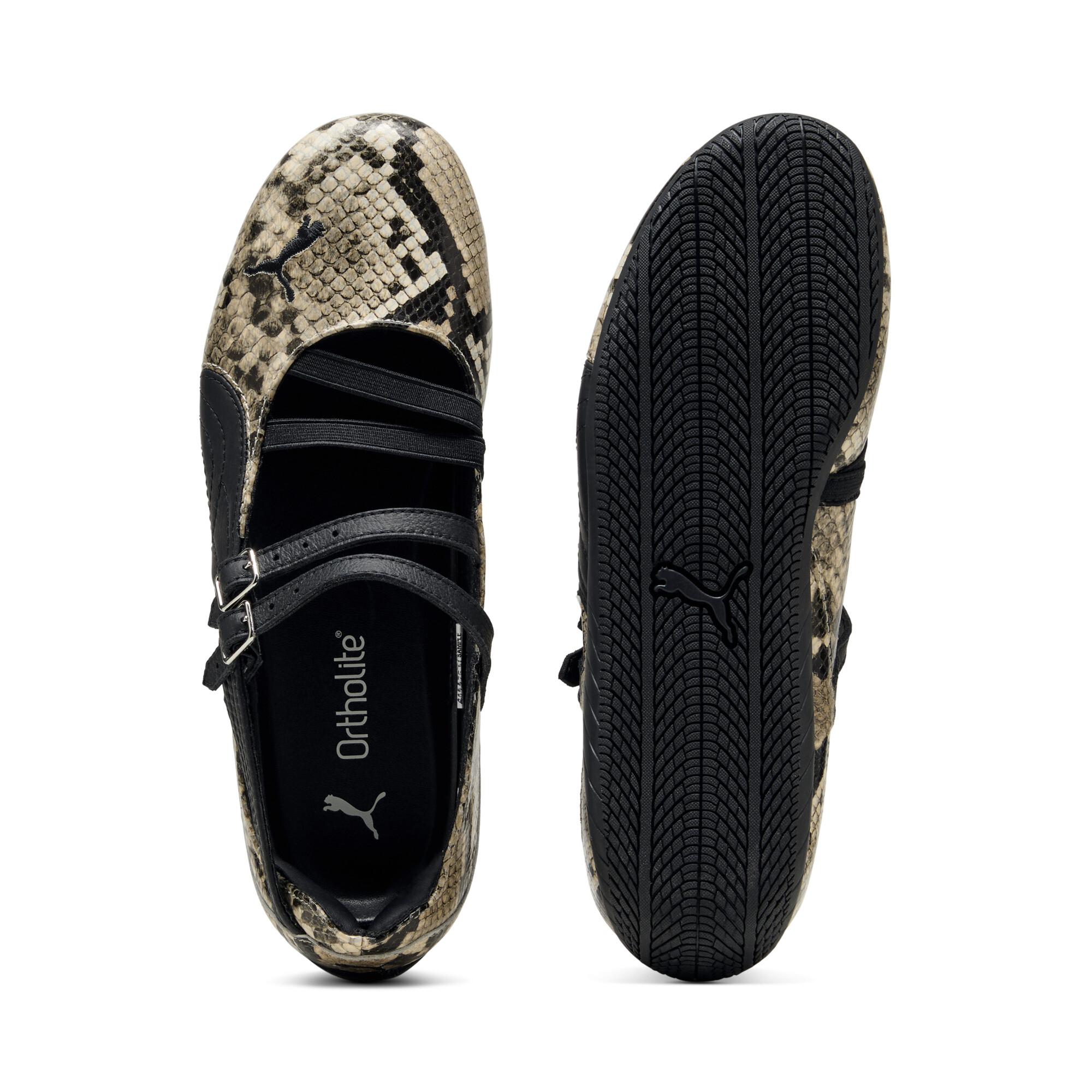 PUMA Speedcat Ballet sneakers met slangenprint voor Dames, Zwart/Grijs, Maat 38,5 thumbnail 4