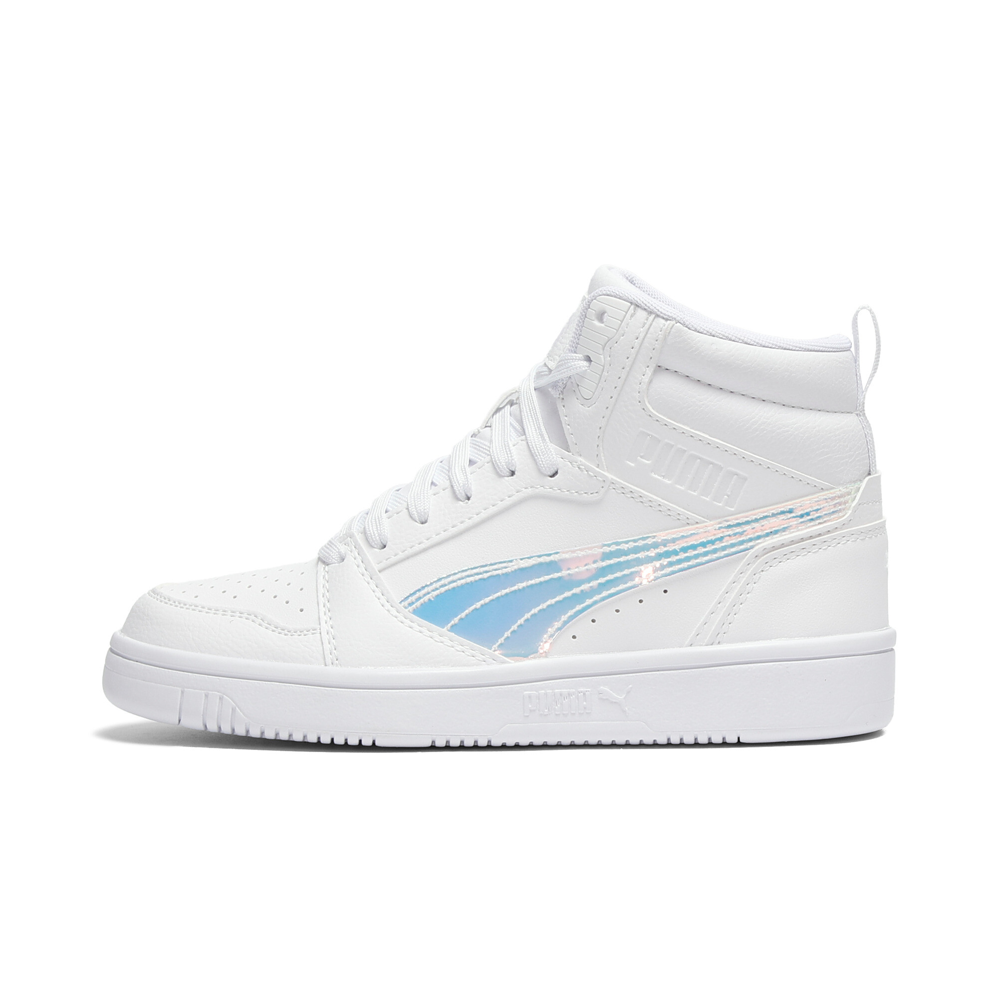 Puma Rebound V6 Shine Big Kids' Mid-top Easy On Sneakers In White