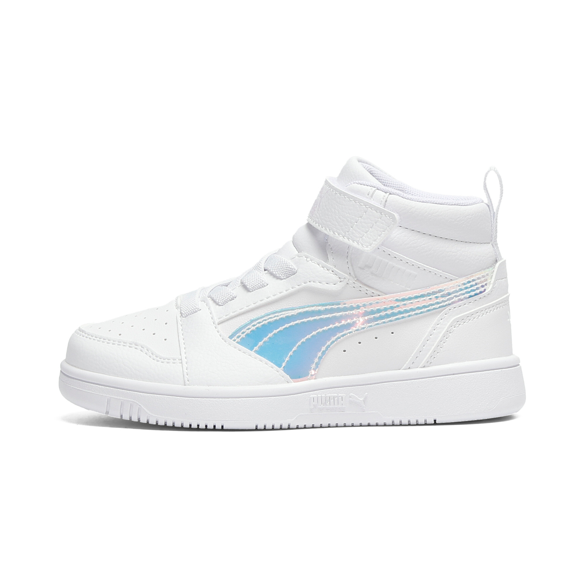 Puma Rebound V6 Shine Little Kids' Mid-top Easy On Sneakers In White