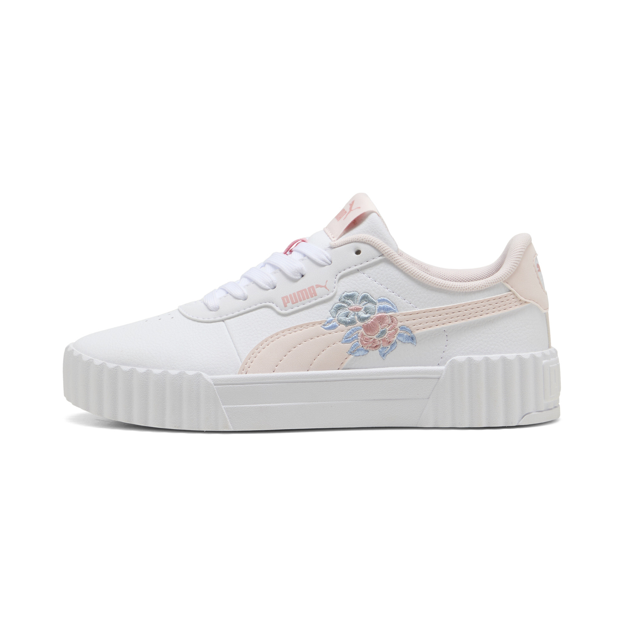 PUMA Carina 3.0 Floral Big Kids' Sneakers in White, Size 5