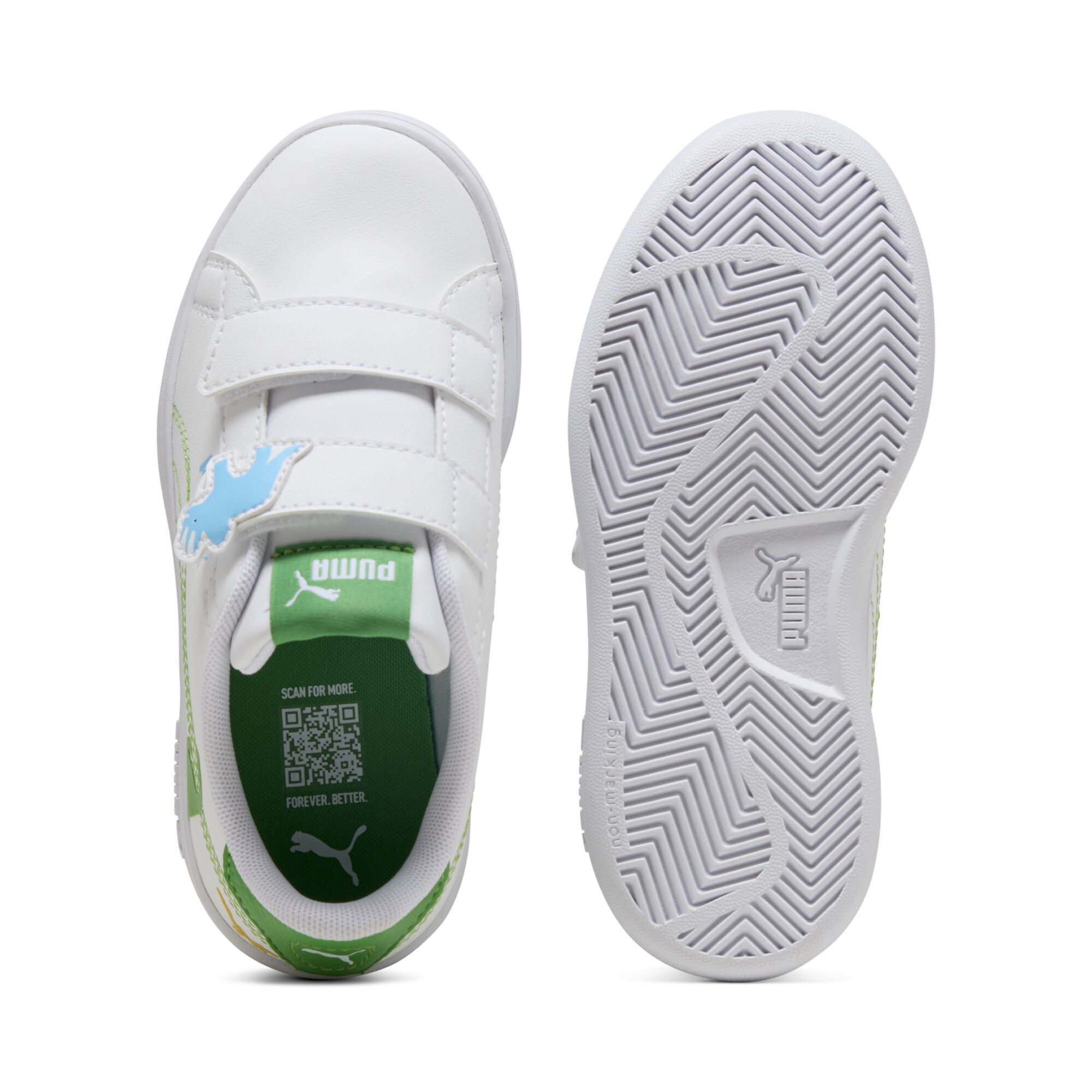 PUMA Smash 3.0 Dino sneakers, Blauw/Groen/Wit, Maat 34 thumbnail 4