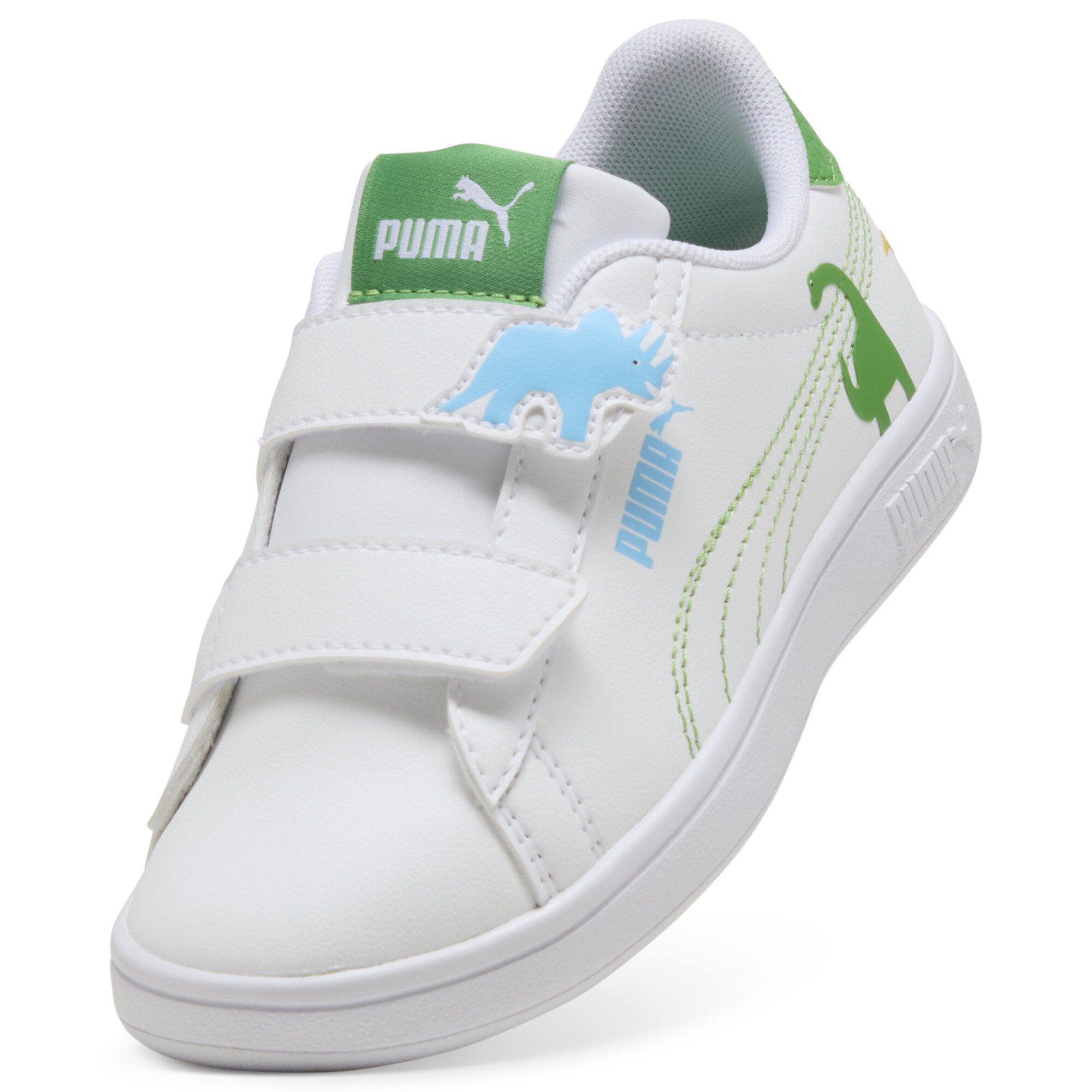 PUMA Smash 3.0 Dino sneakers, Blauw/Groen/Wit, Maat 34 thumbnail 2