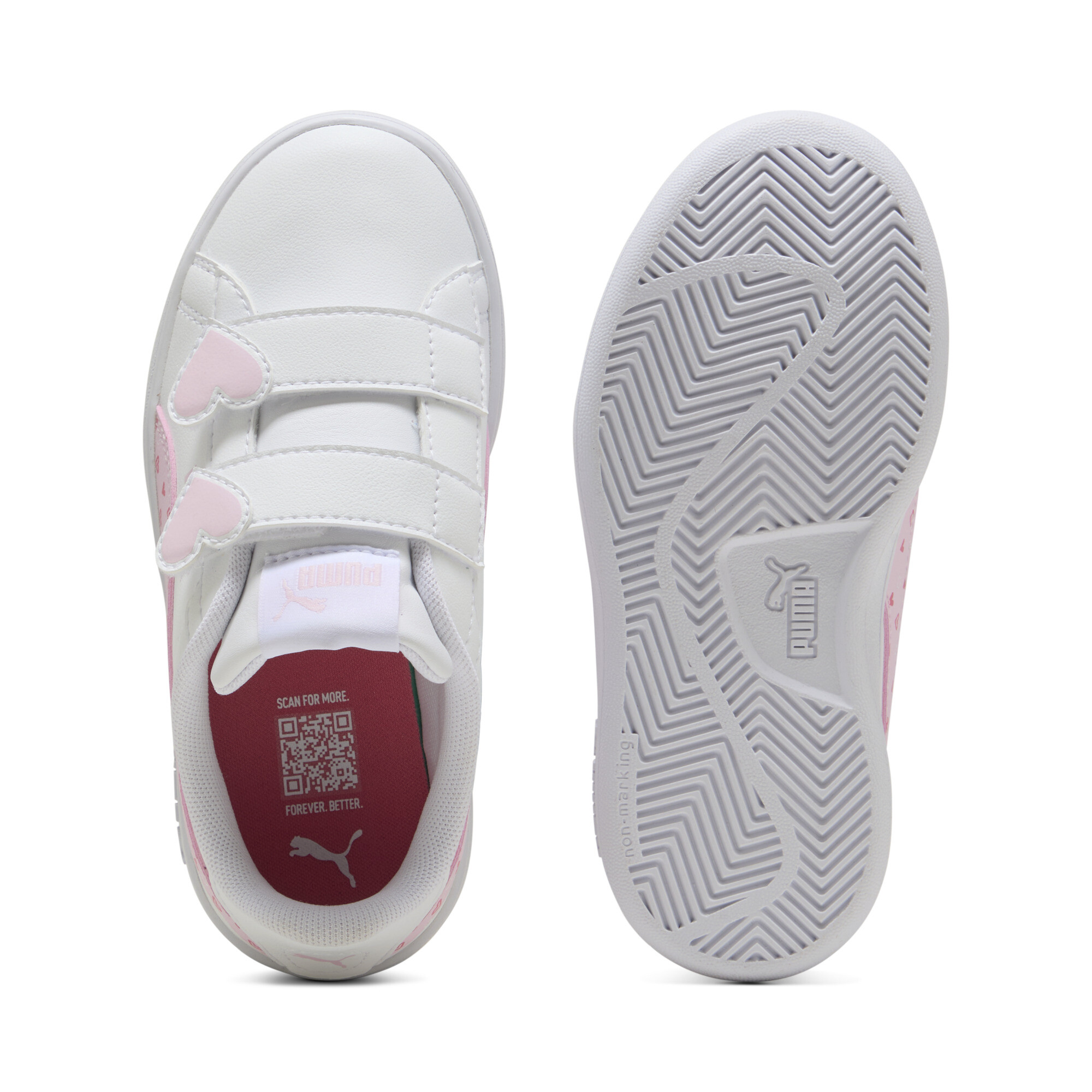 PUMA Smash 3.0 Hearty sneakers voor Dames, Roze/Wit, Maat 28,5 thumbnail 4