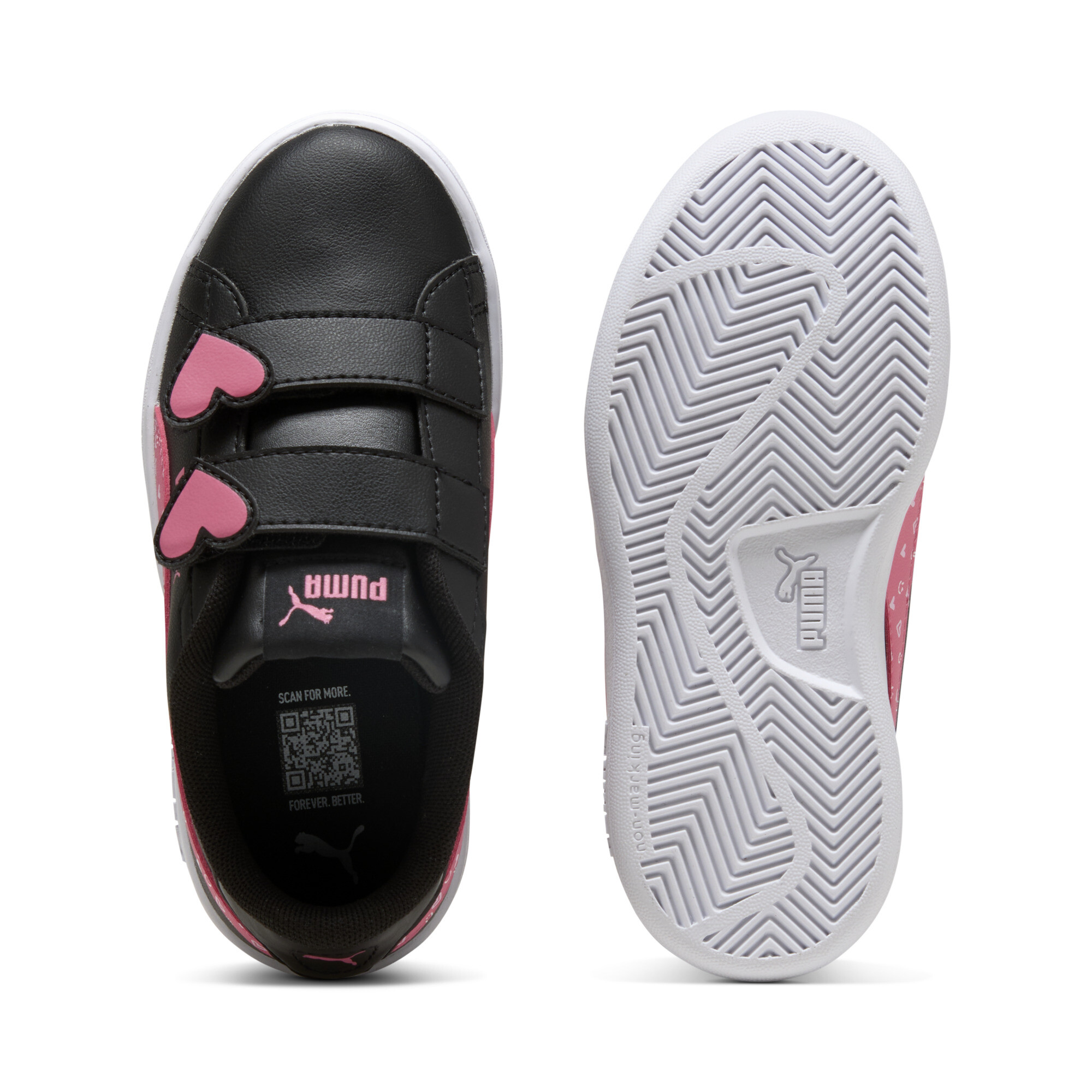 PUMA Smash 3.0 Hearty sneakers voor Dames, Roze/Zwart, Maat 34,5 thumbnail 4