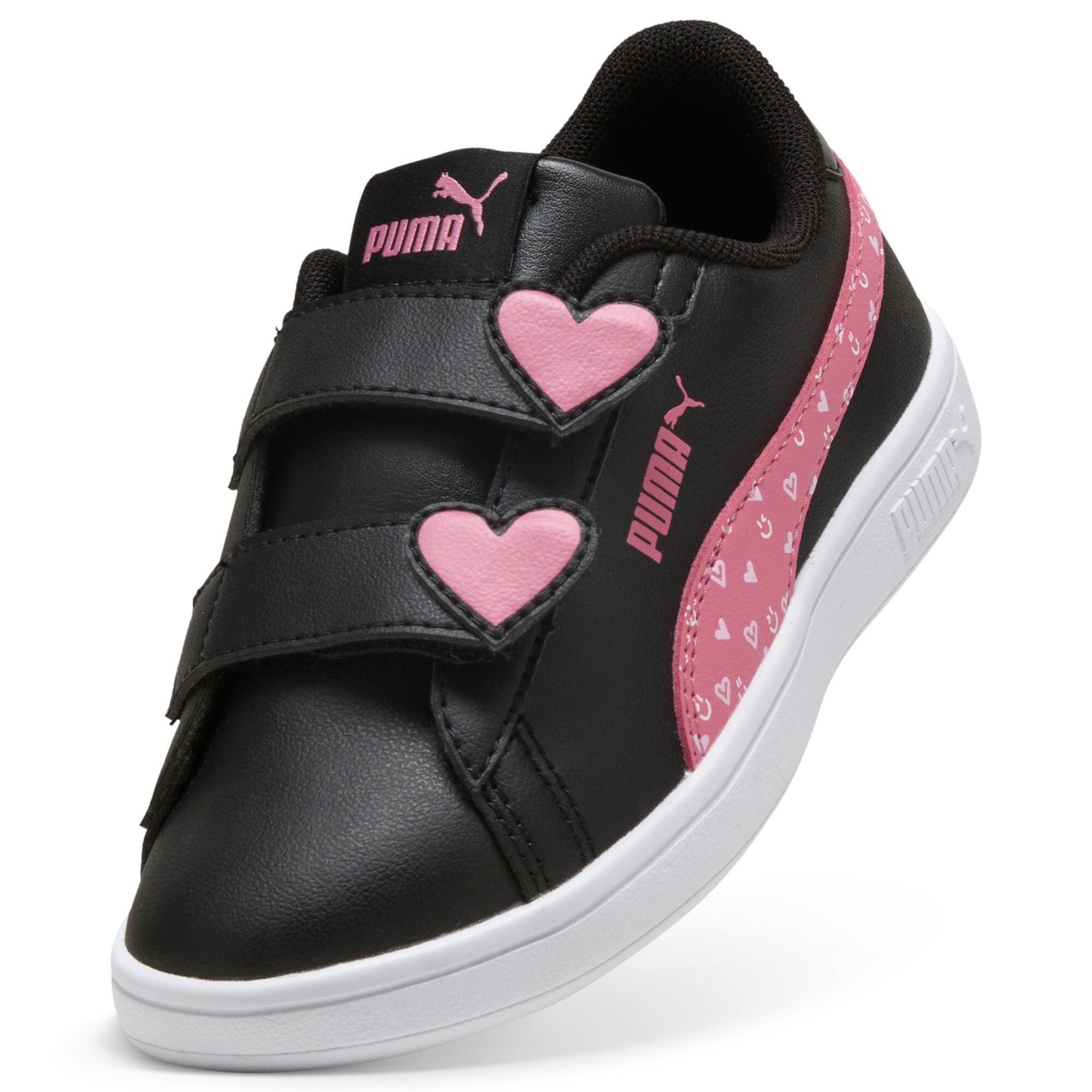 PUMA Smash 3.0 Hearty sneakers voor Dames, Roze/Zwart, Maat 34,5 thumbnail 2