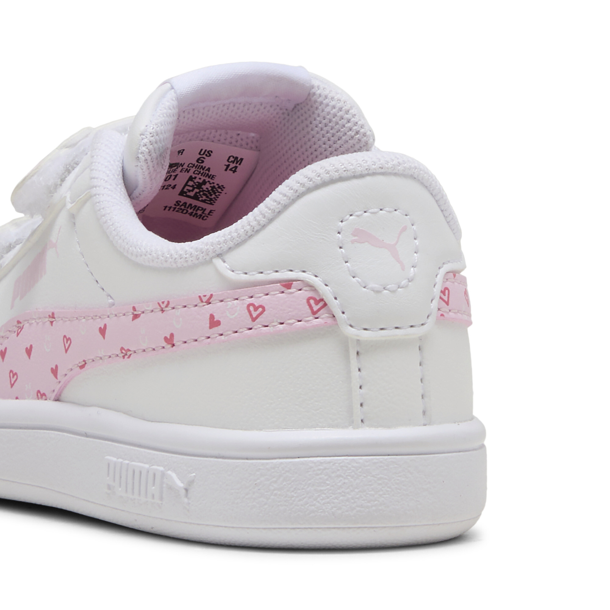 PUMA Smash 3.0 Hearty sneakers voor Dames, Roze/Wit, Maat 22 thumbnail 5