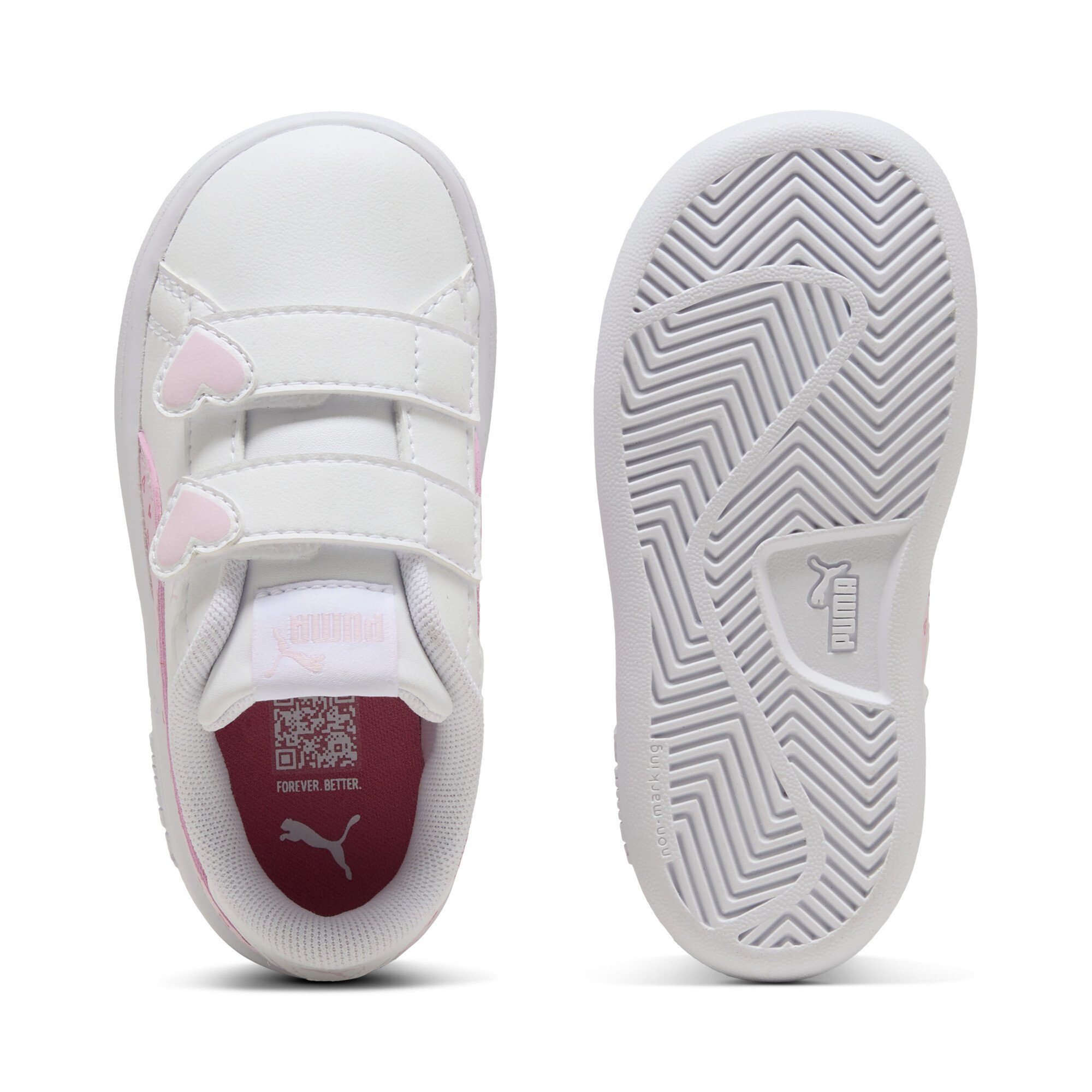 PUMA Smash 3.0 Hearty sneakers voor Dames, Roze/Wit, Maat 22 thumbnail 4