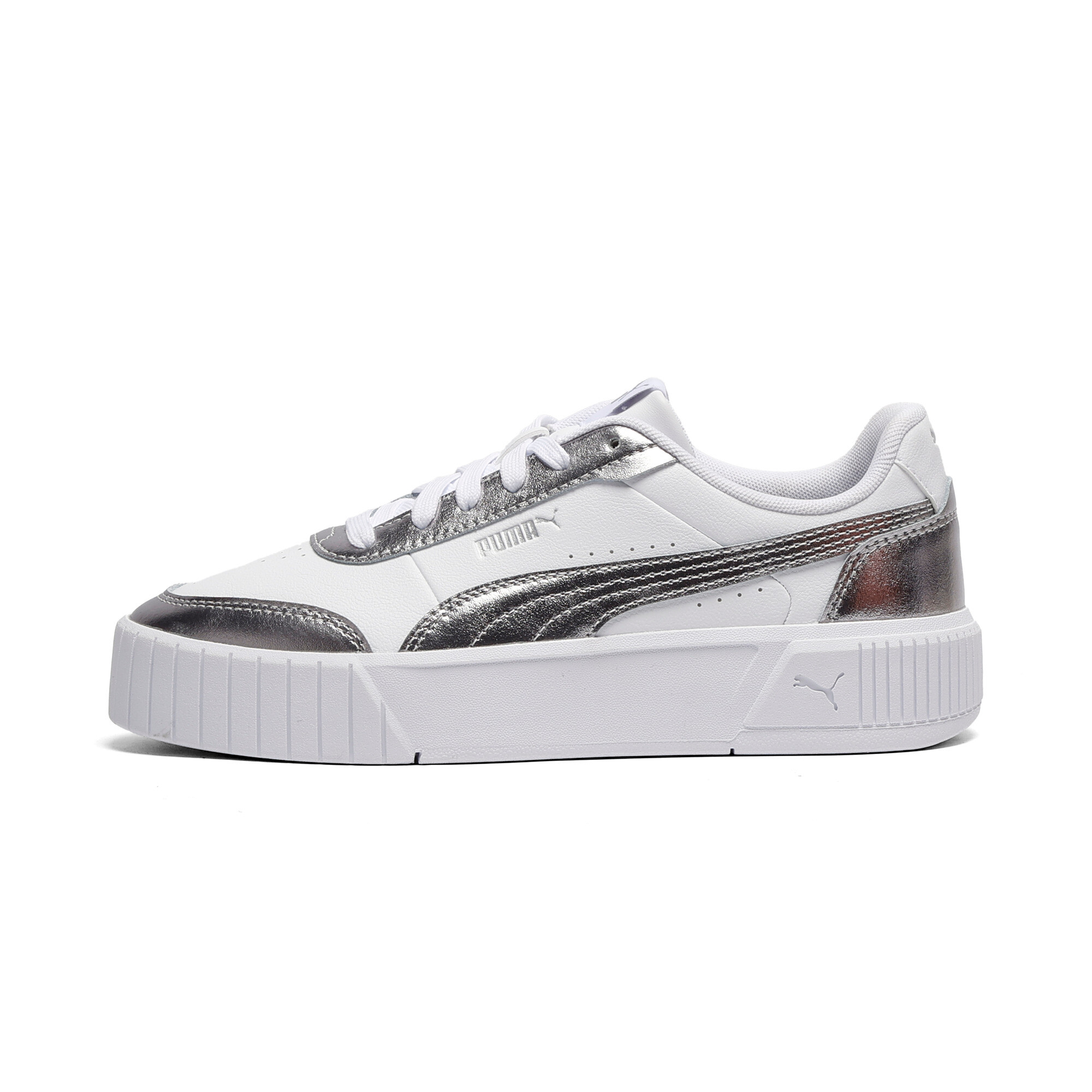 PUMA Carina Mia Metallic Women's Platform Sneakers in White - 405697_01