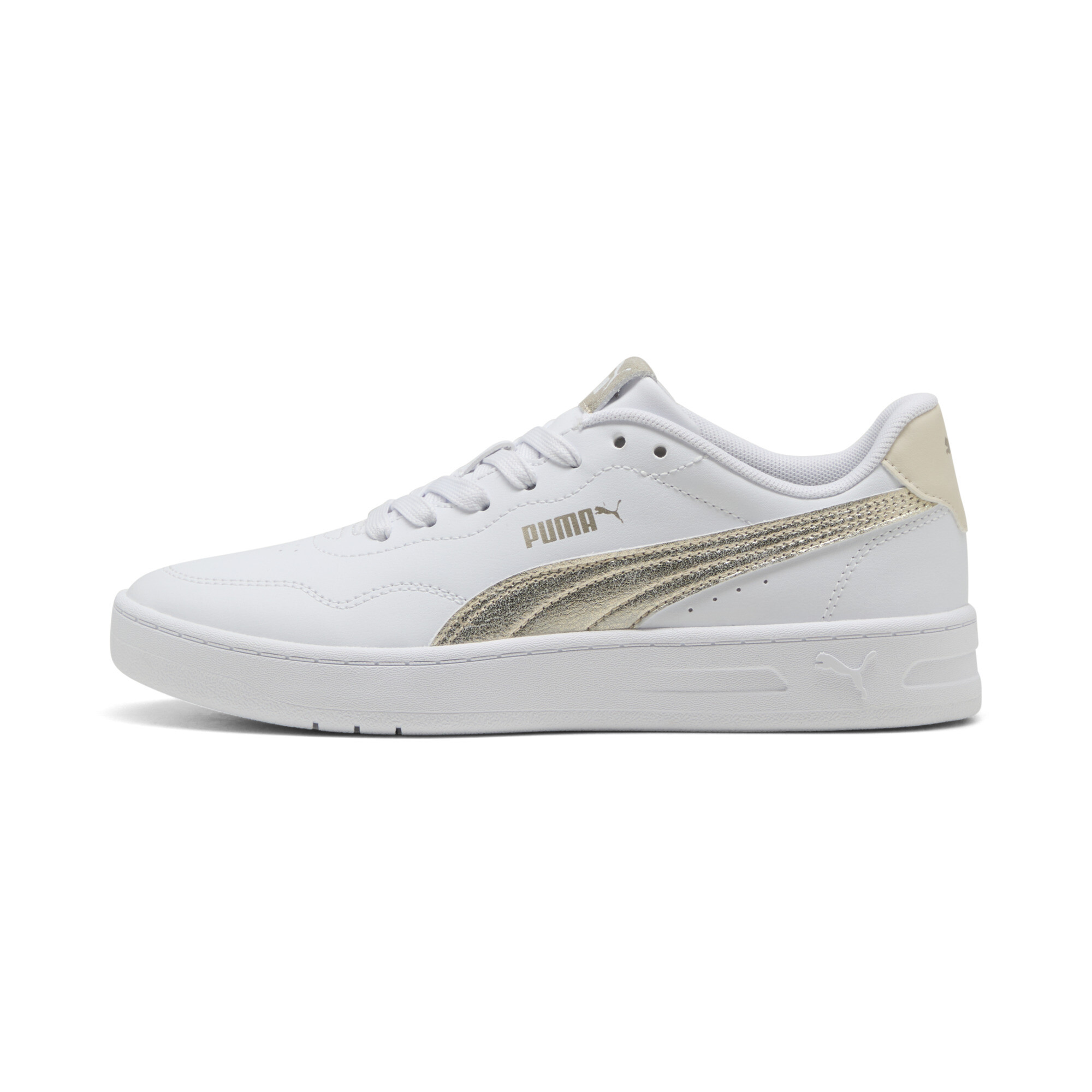 PUMA Court Lally Metallic Whisper sneakers voor Dames, Wit/Goud, Maat 37 thumbnail 5