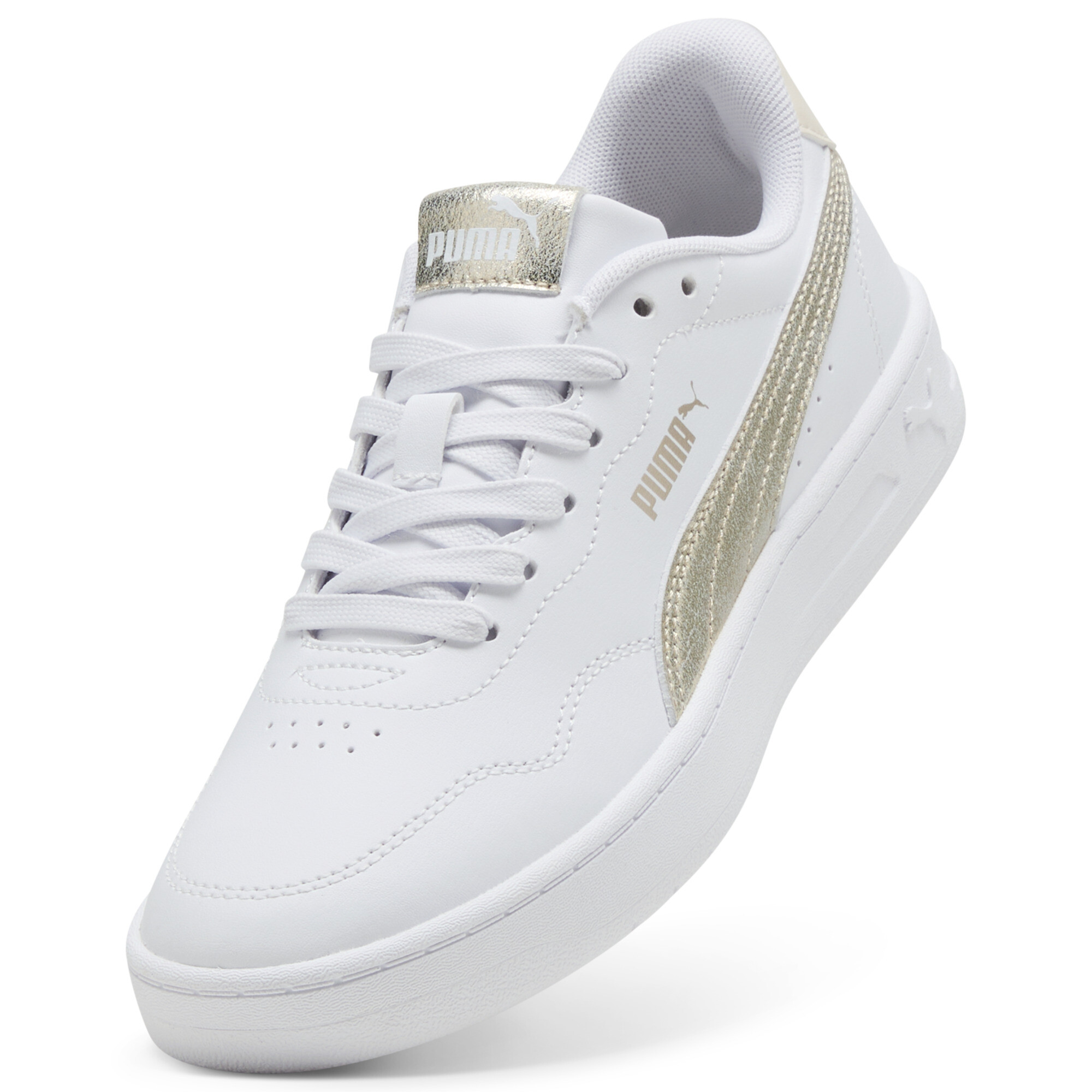 PUMA Court Lally Metallic Whisper sneakers voor Dames, Wit/Goud, Maat 37 thumbnail 2