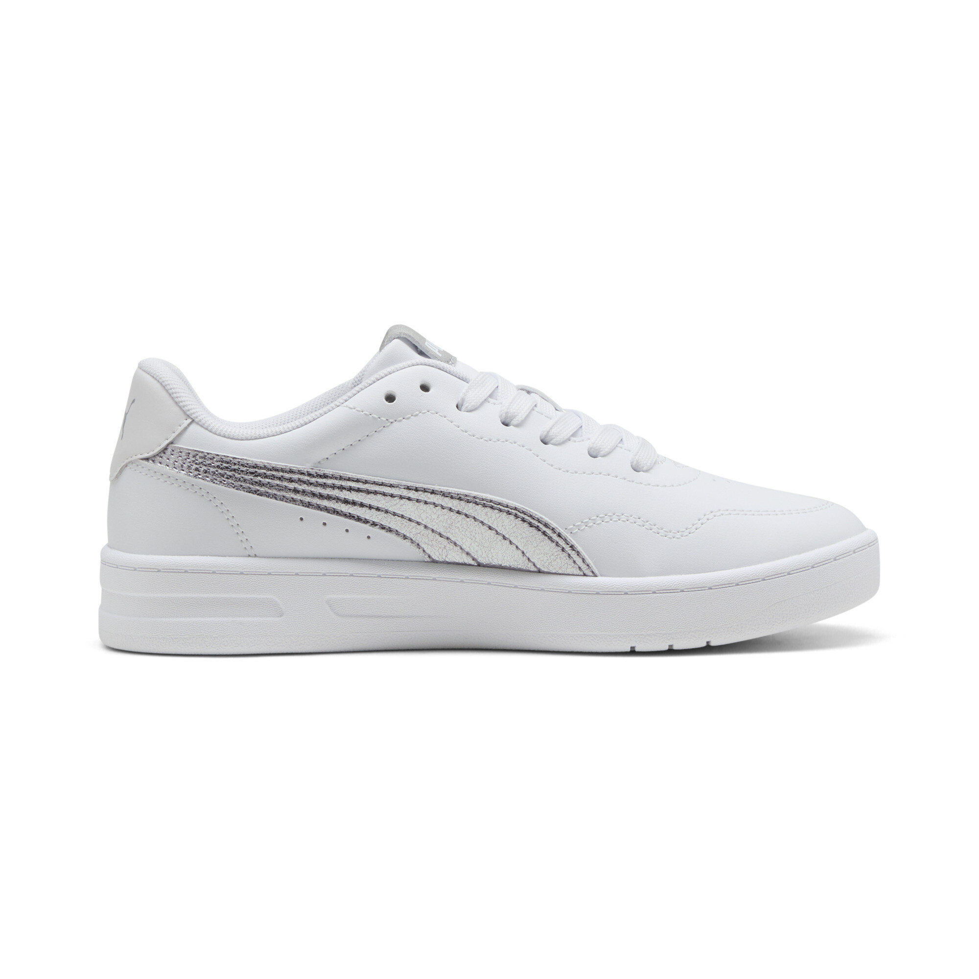 PUMA Court Lally Metallic Whisper sneakers voor Dames, Wit/Zilver, Maat 37 thumbnail 3