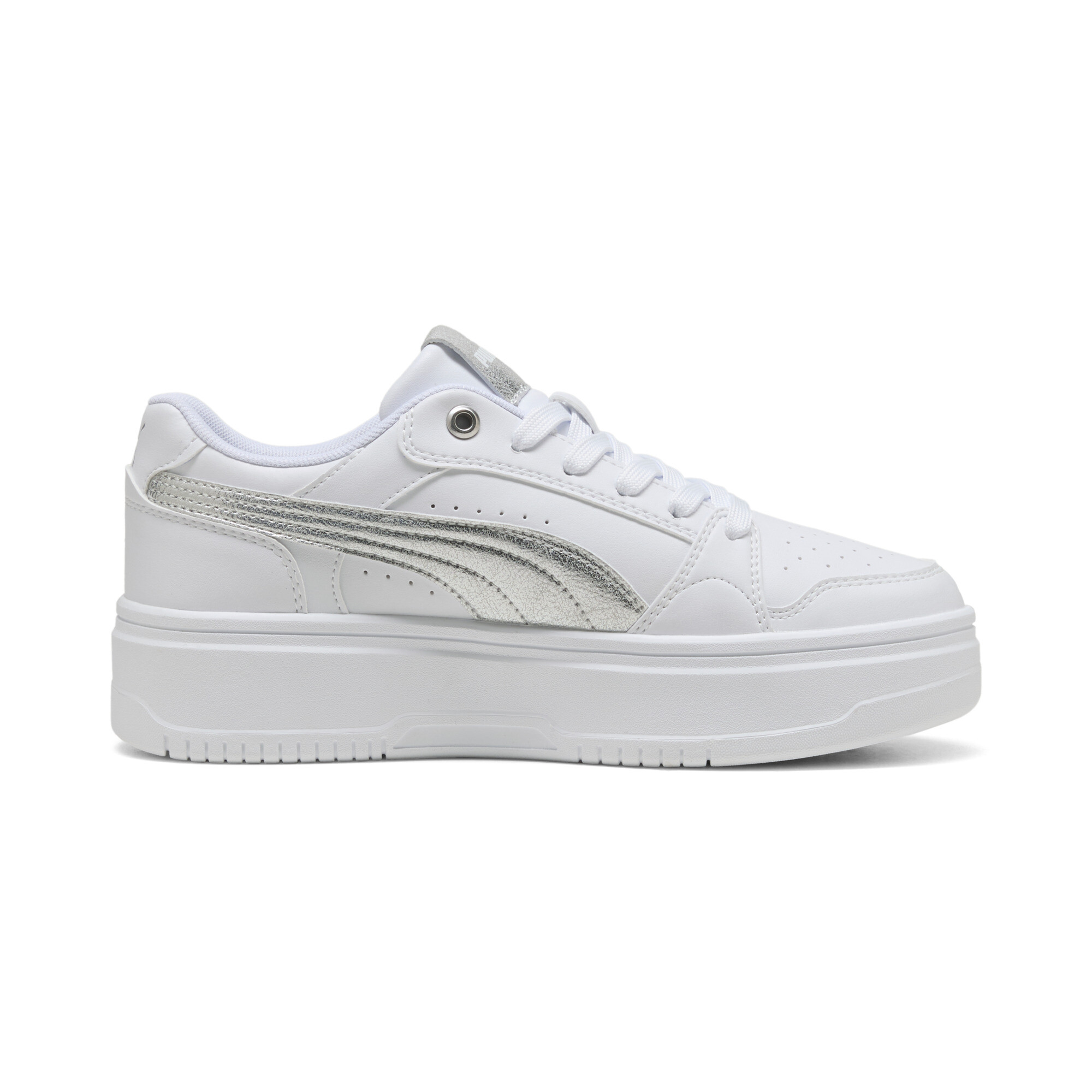 PUMA Rebound Femme lage Metallic sneakers voor Dames, Grijs/Wit/Zilver, Maat 41 thumbnail 3