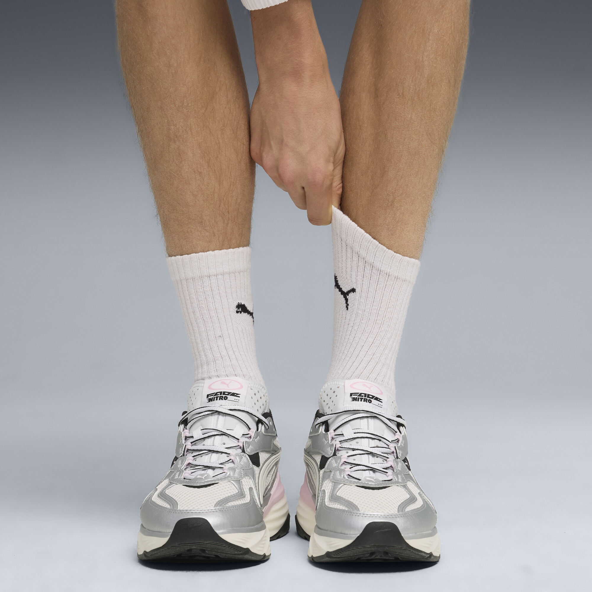 PUMA Fade sneakers uniseks, Roze/Wit/Zilver, Maat 37,5 thumbnail 8