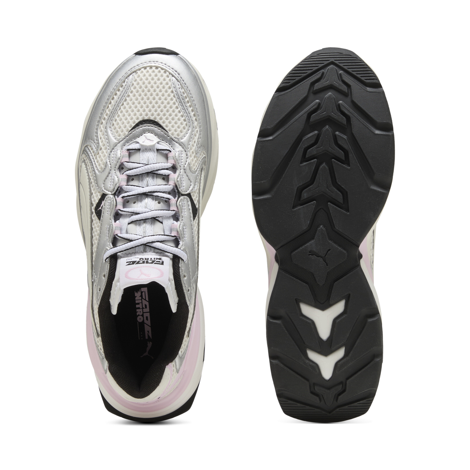 PUMA Fade sneakers uniseks, Roze/Wit/Zilver, Maat 37,5 thumbnail 4