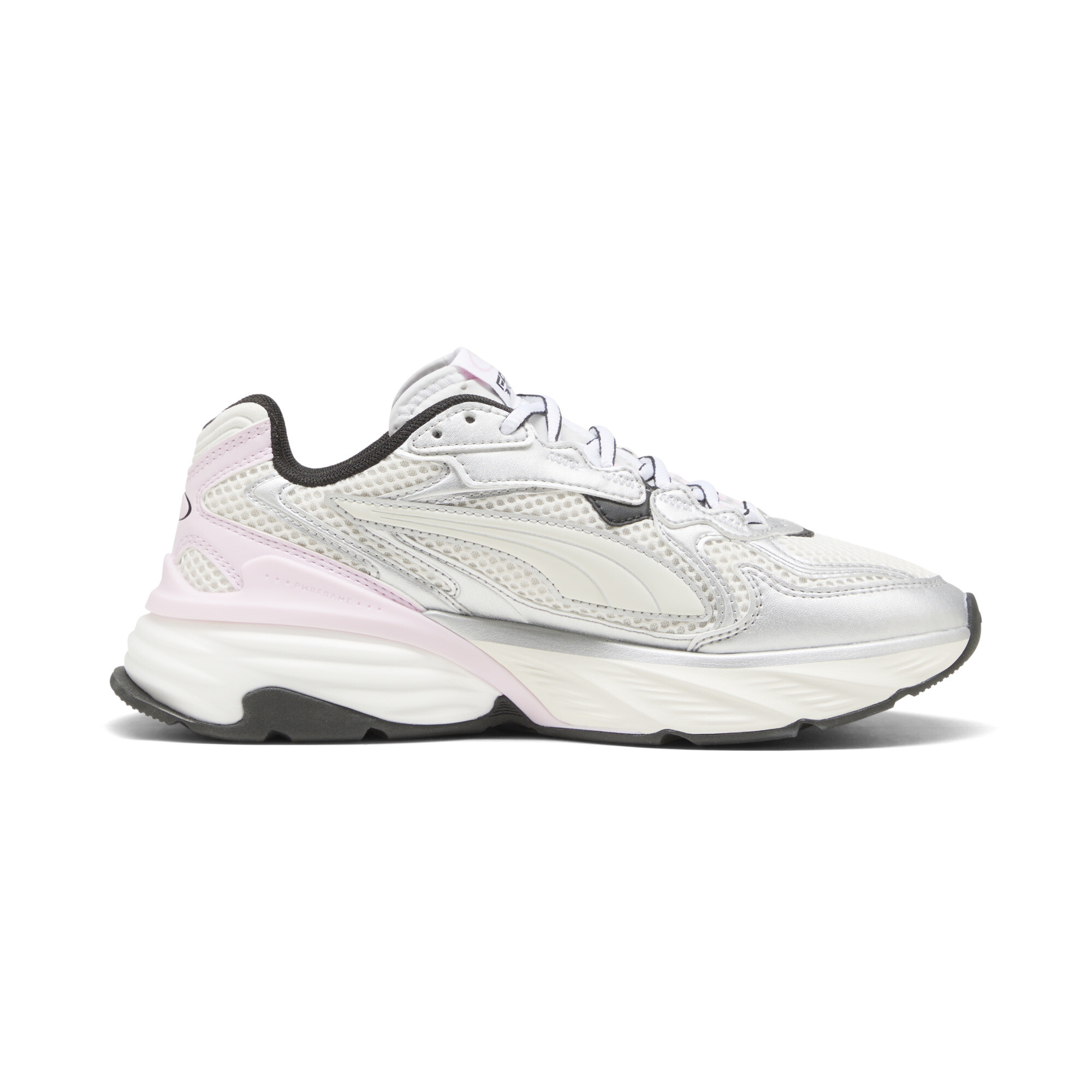 PUMA Fade sneakers uniseks, Roze/Wit/Zilver, Maat 37,5 thumbnail 3