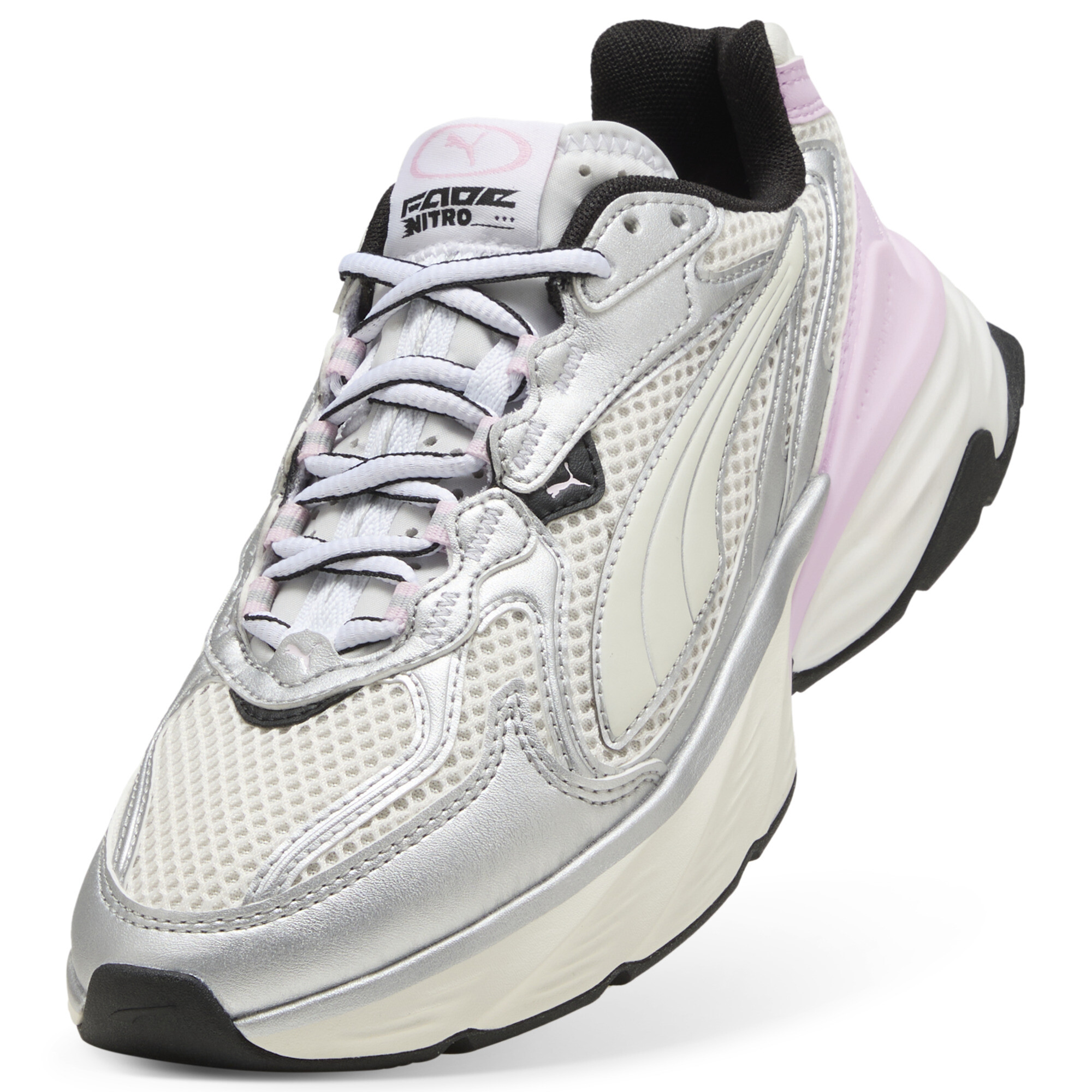 PUMA Fade sneakers uniseks, Roze/Wit/Zilver, Maat 37,5 thumbnail 2