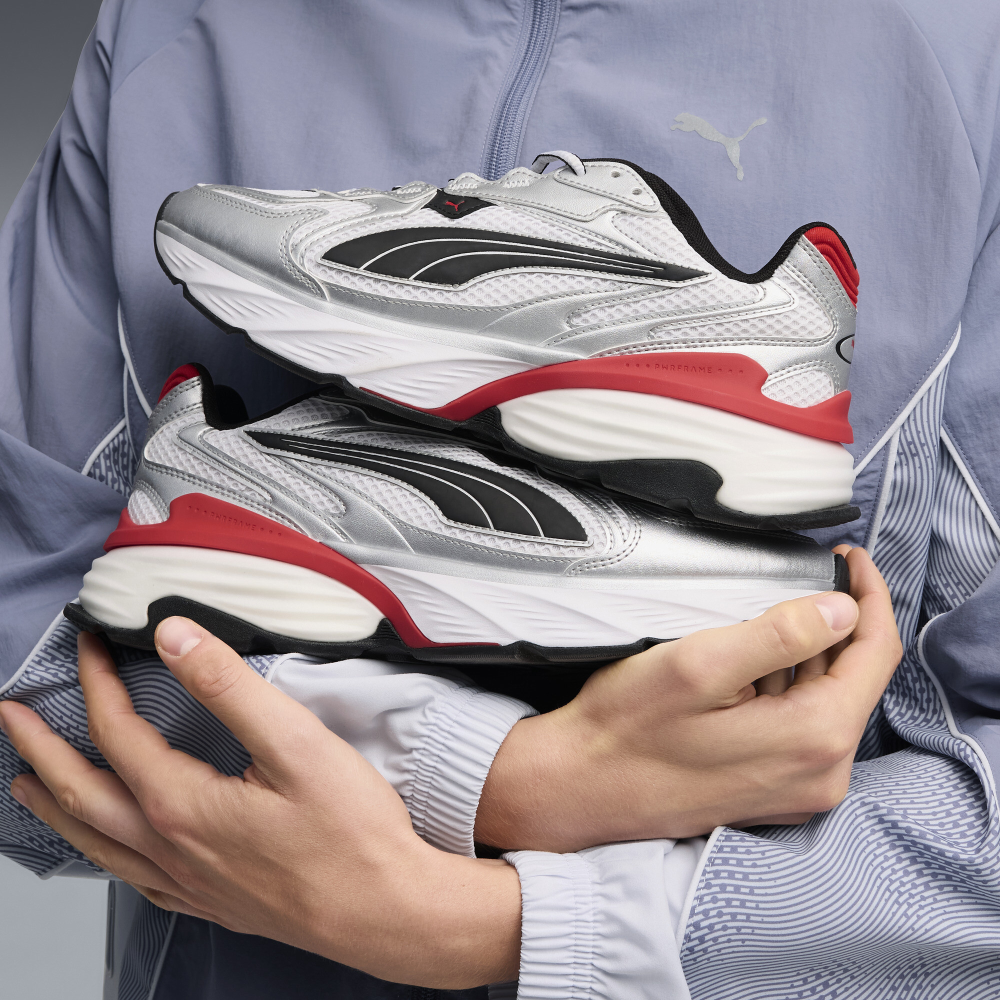 PUMA Fade sneakers uniseks, Rood/Wit/Zilver, Maat 39 thumbnail 8