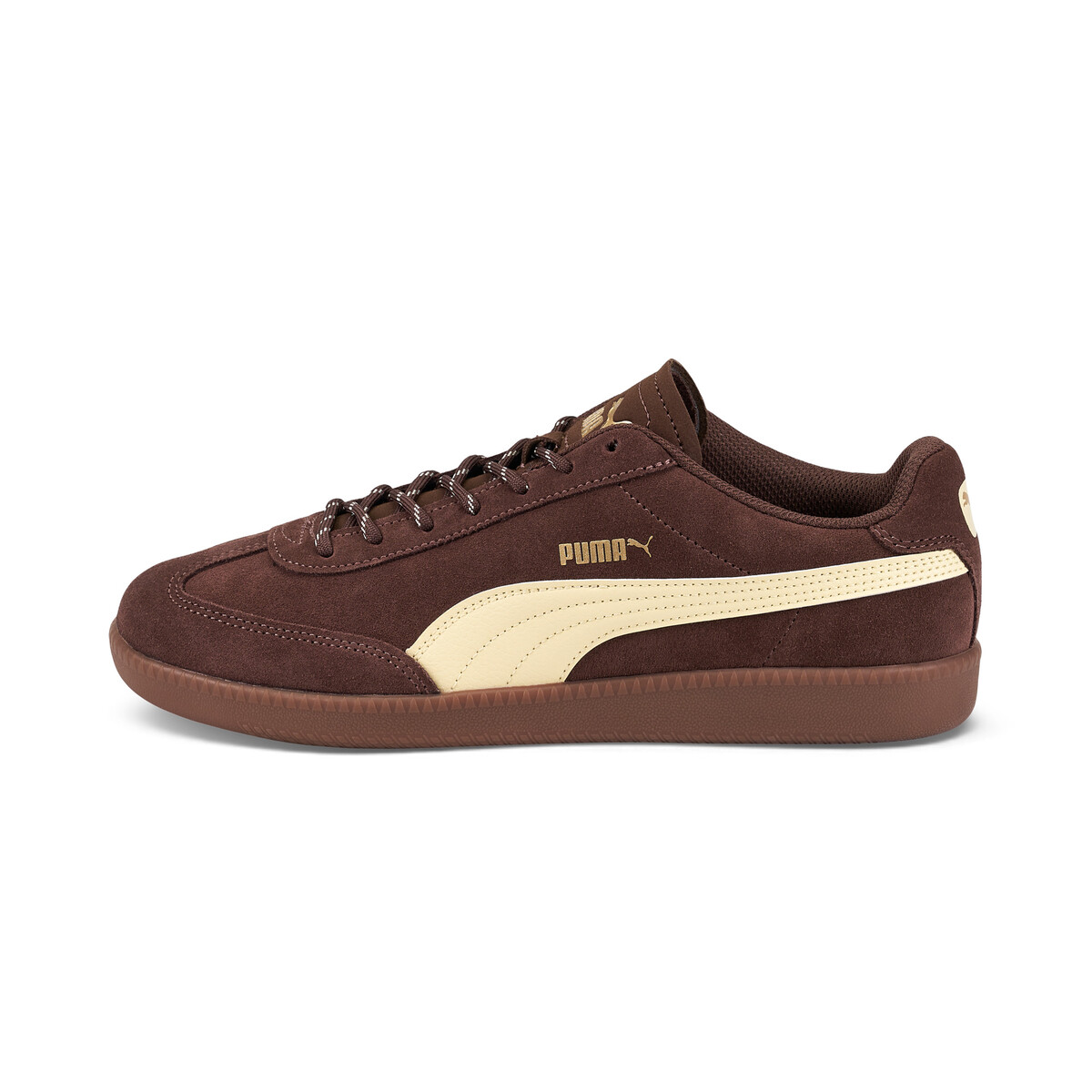 PUMA 9-T Suede Sneakers Unisex in Espresso Brown/Creamy Vanilla Team Gold, UK 5.5