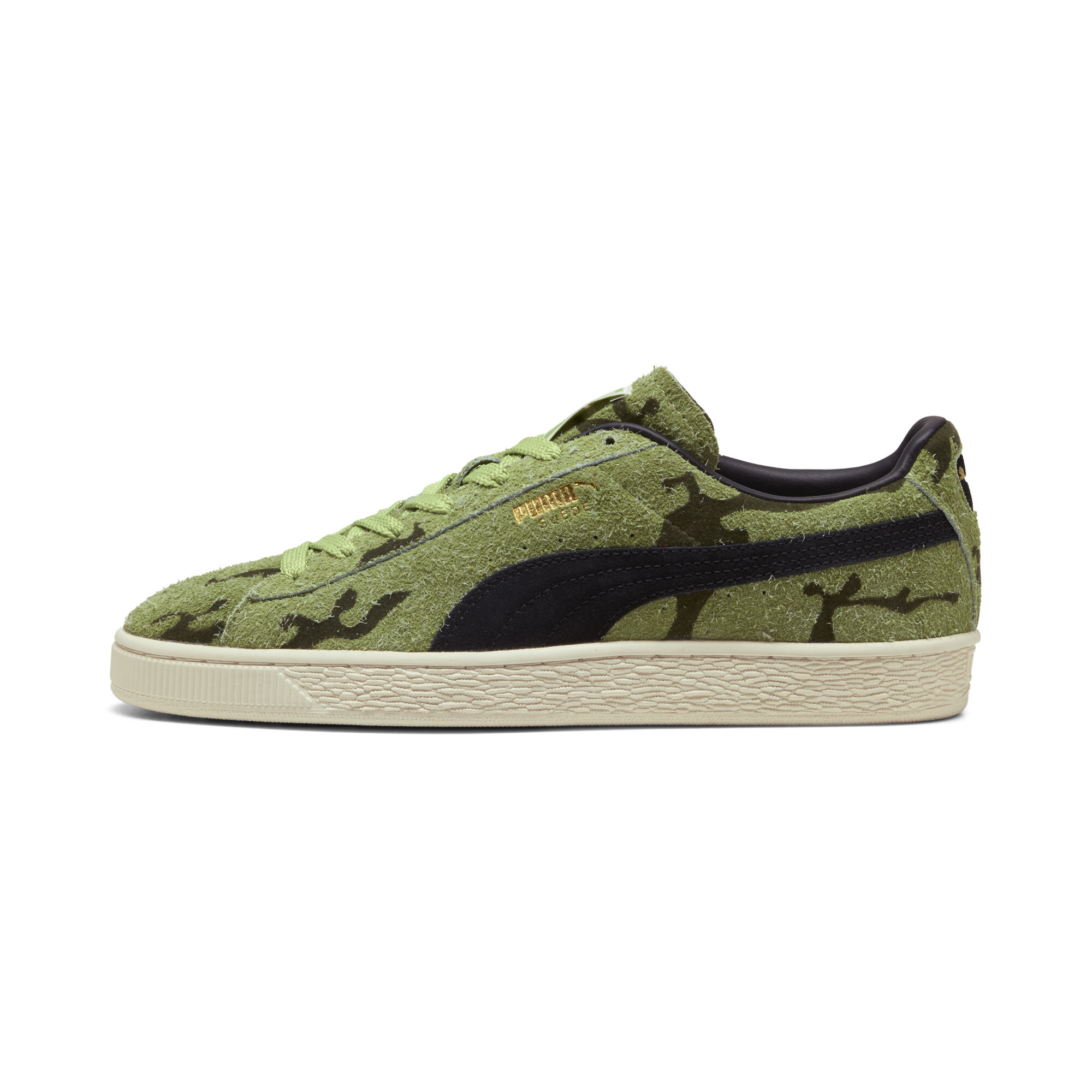 PUMA Suede Flock Men's Sneakers in Green, Size 8.5