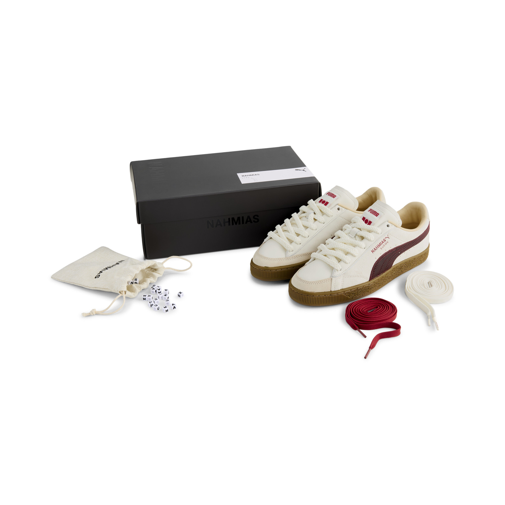 PUMA x NAHMIAS Suede Vintage Rood uniseks sneakers, Rood/Wit/Goud, Maat 39 thumbnail 2
