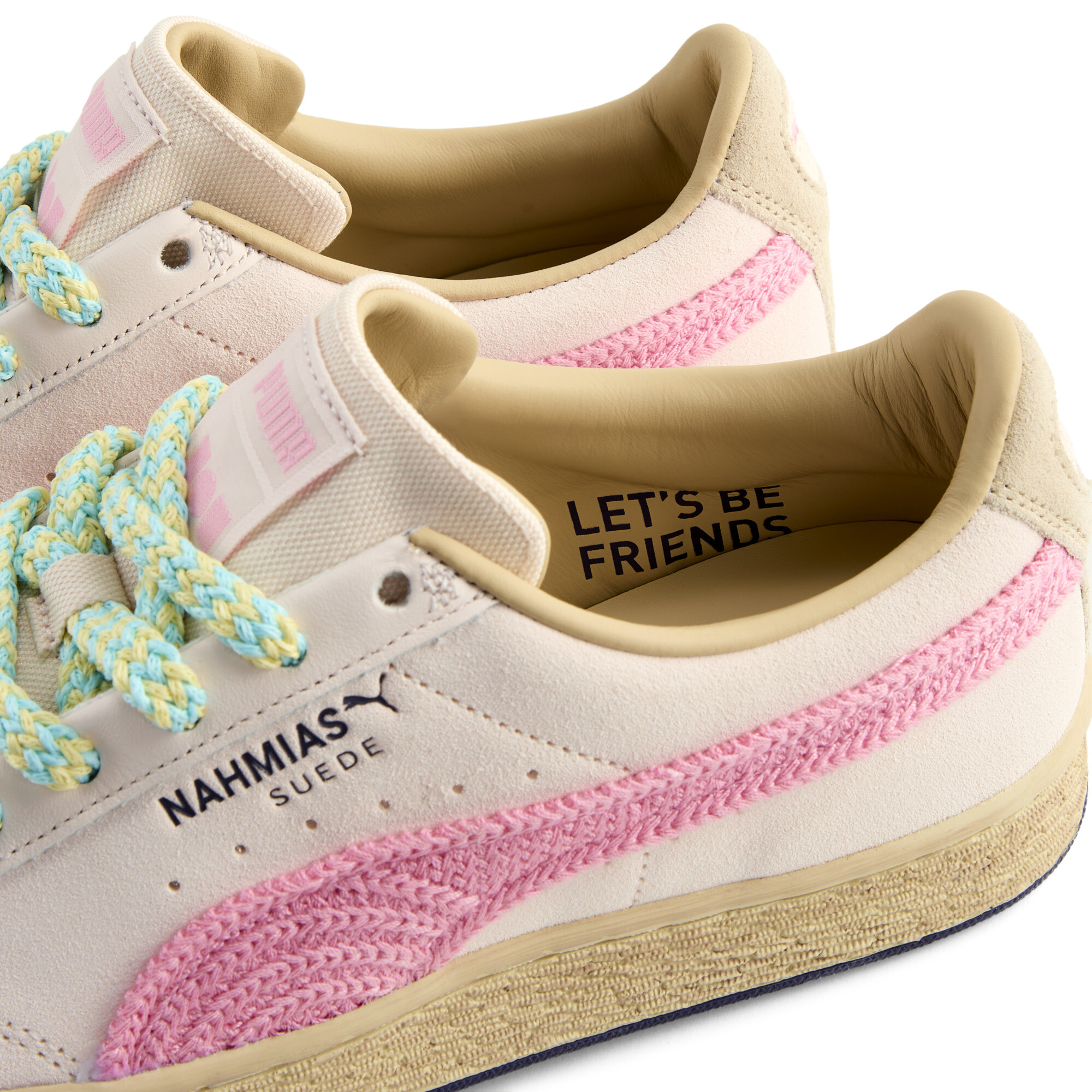PUMA x NAHMIAS Suede gehaakte uniseks sneakers, Roze, Maat 41 thumbnail 3