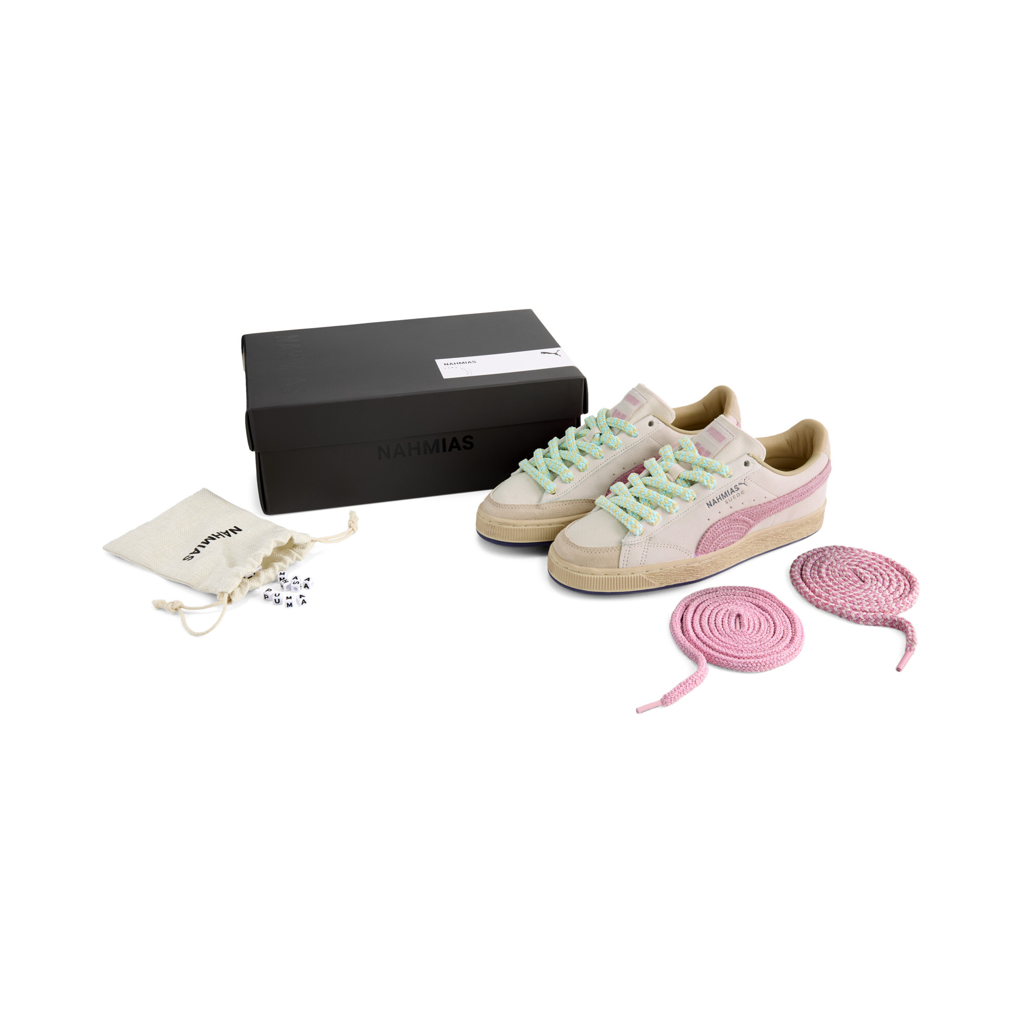 PUMA x NAHMIAS Suede gehaakte uniseks sneakers, Roze, Maat 41 thumbnail 2