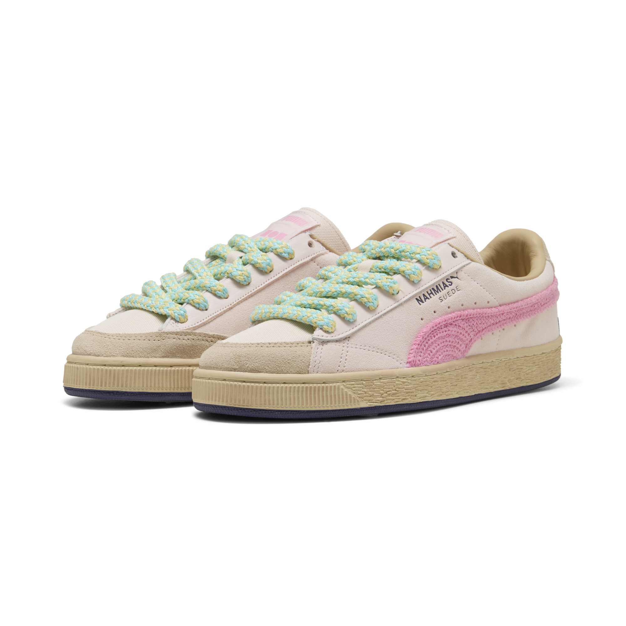 PUMA x NAHMIAS Suede gehaakte uniseks sneakers, Roze, Maat 41 thumbnail 8