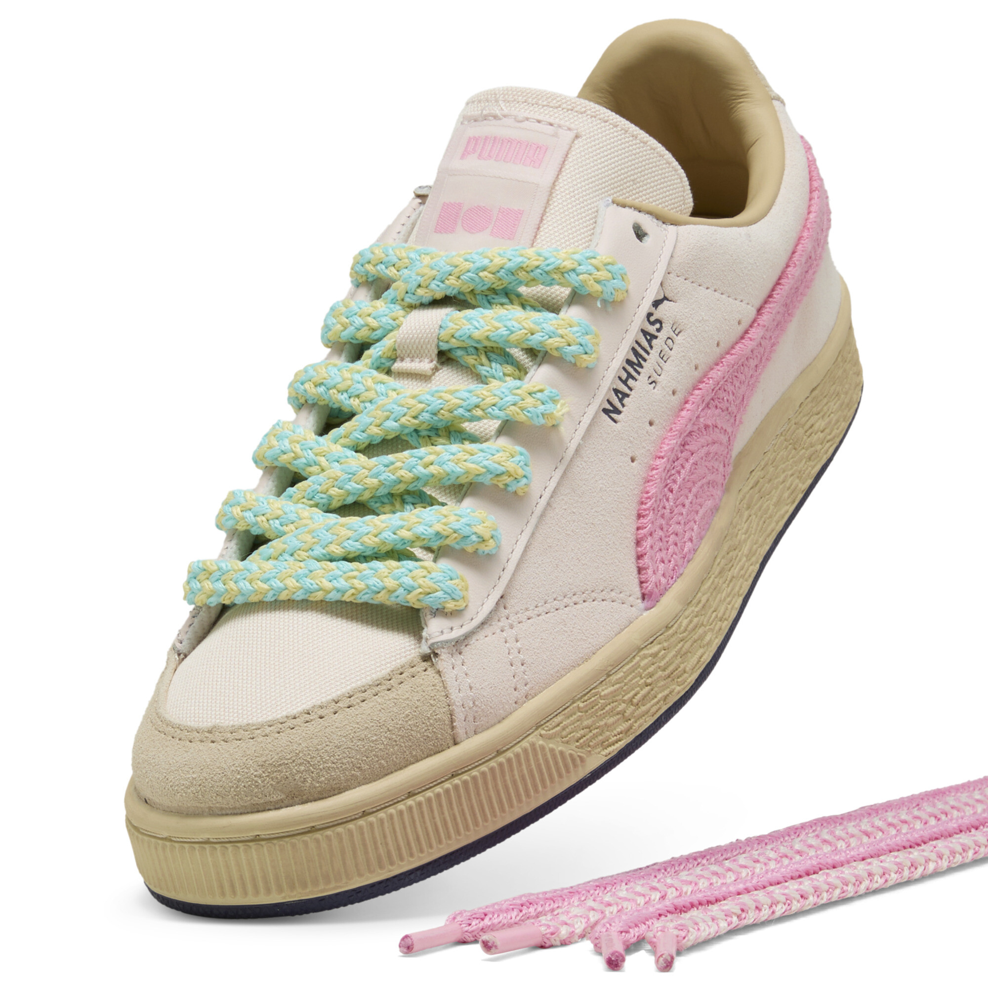 PUMA x NAHMIAS Suede gehaakte uniseks sneakers, Roze, Maat 41 thumbnail 4