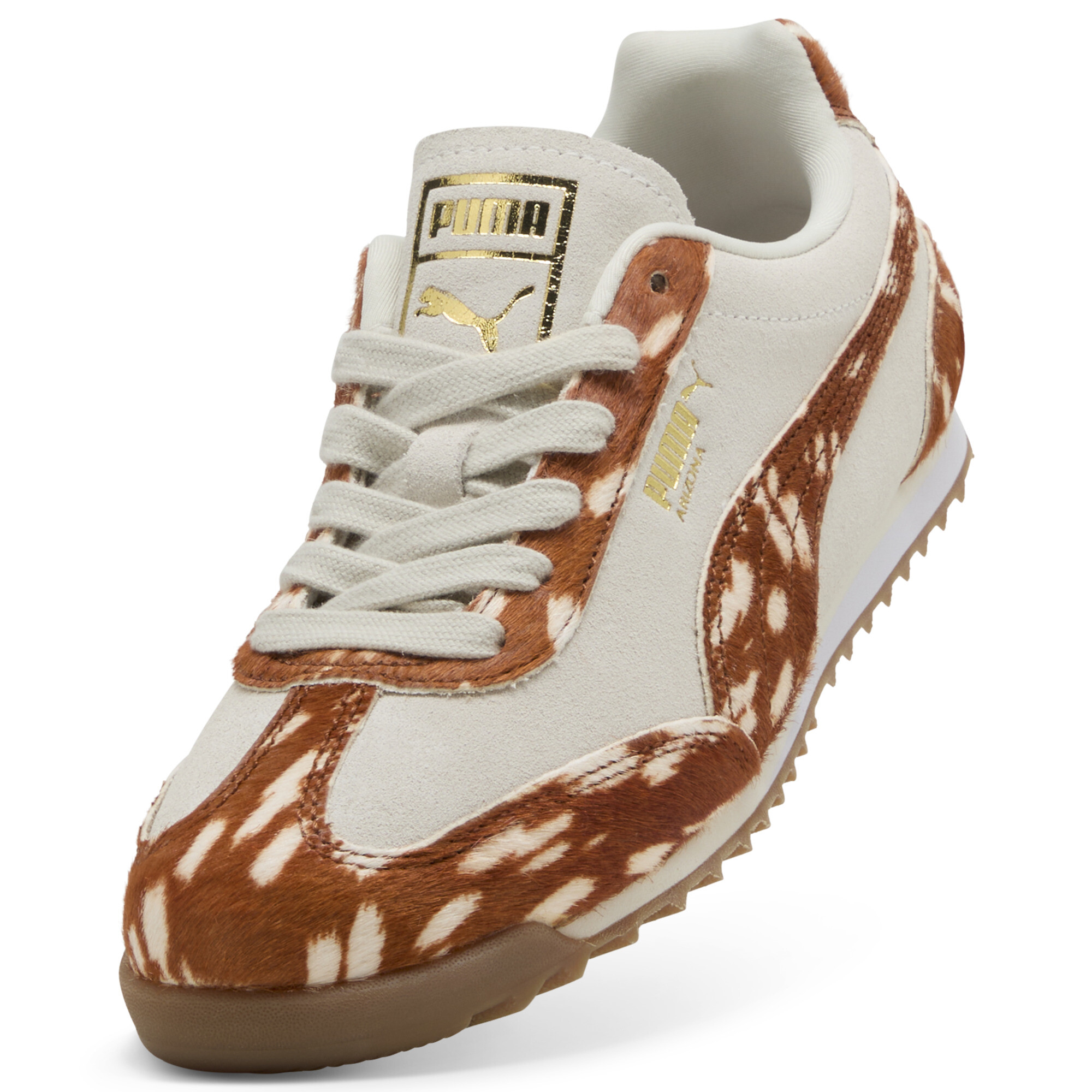 PUMA Arizona Doelette sneakers voor Dames, Wit/Goud, Maat 37 thumbnail 2
